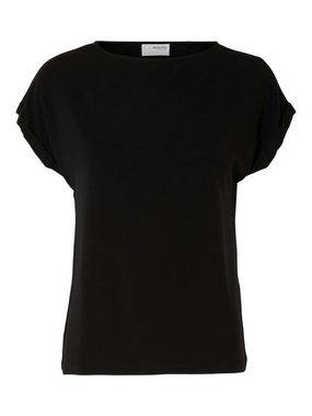 SELECTED FEMME T-Shirt T-Shirt Fledermausärmeln U-Boot Ausschnitt 7501 in Schwarz