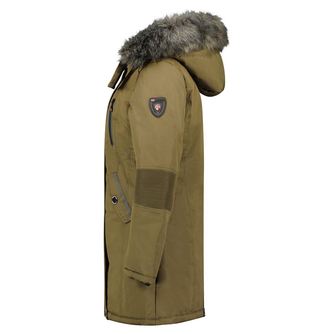 Geographical Norway Winterjacke dicke Damen Outdoor Jacke sehr warm in Unifarbe, mit abnehmbarer Kapuze, mit Stehkragen