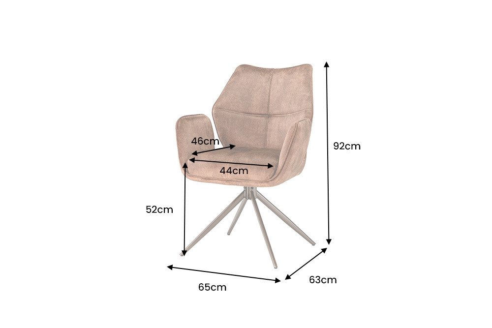 riess-ambiente Polsterstuhl CONCORD rostbraun - Samt, 180° Drehfunktion, Metall-Füße, mit Armlehne (Einzelartikel, 1 St), Federkern-Polsterung & Autoreturn – id – Bild 3 von 5
