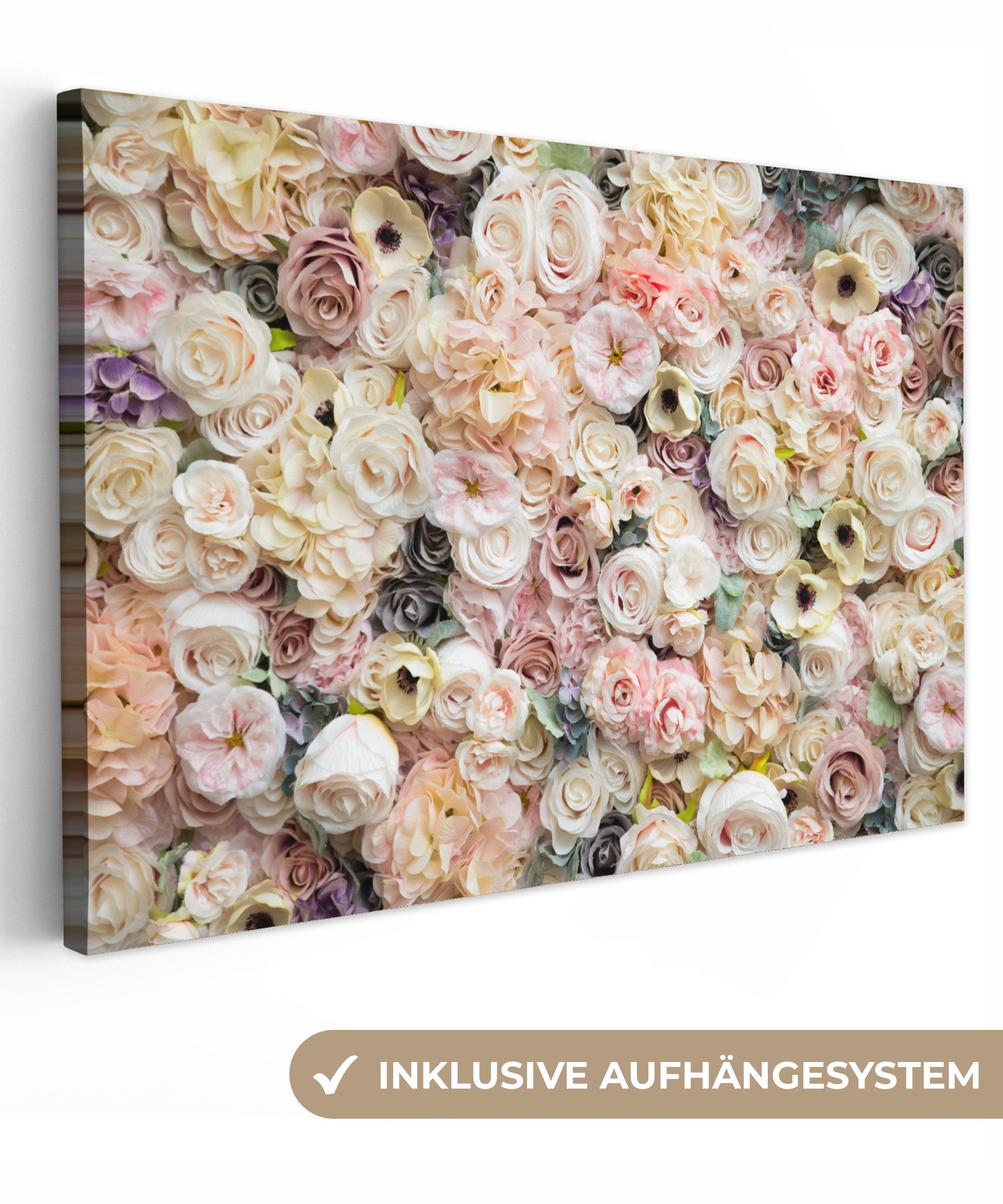 OneMillionCanvasses® Leinwandbild Rosen - Blumen - Pastell, Fotodruck (1 St günstig online kaufen