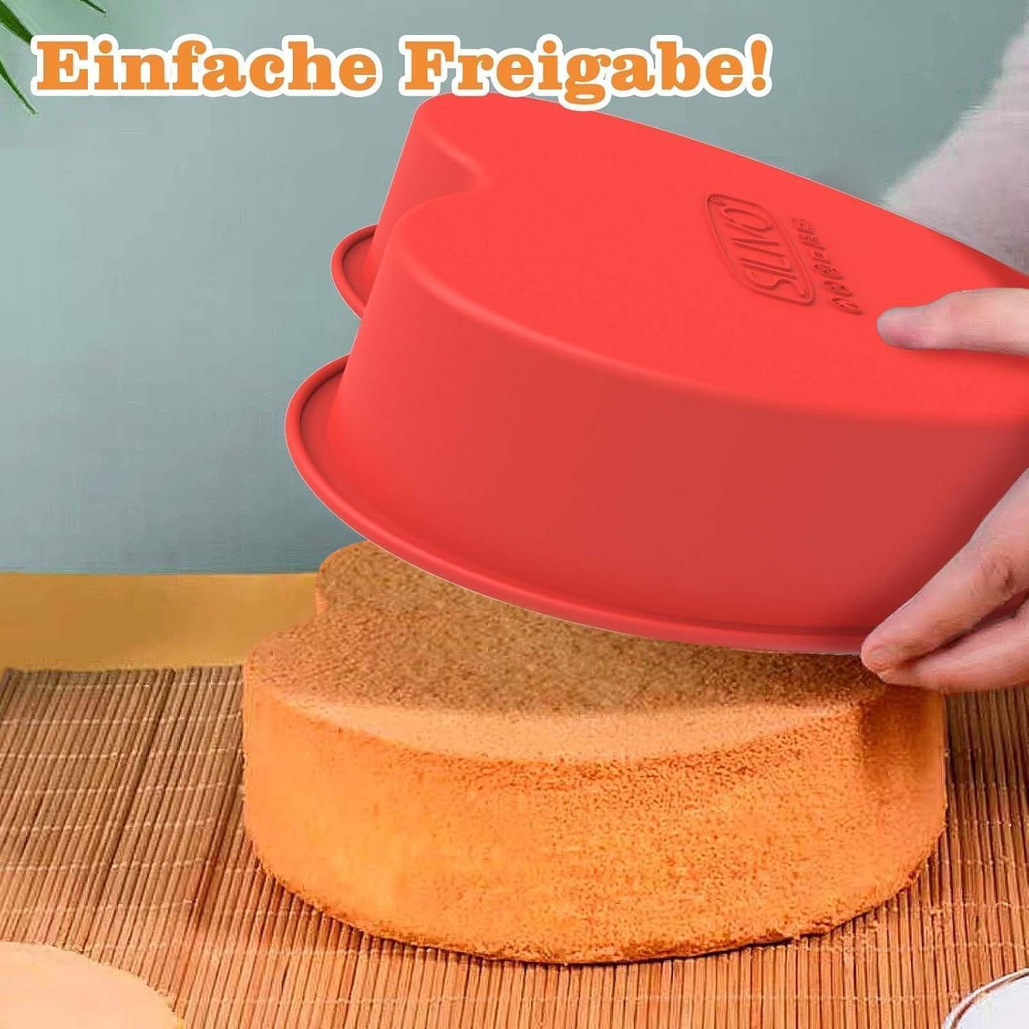SILIVO Herzkuchenform Silikon Backform Herz Ø 20cm Antihaftform für Kuchen Pudding