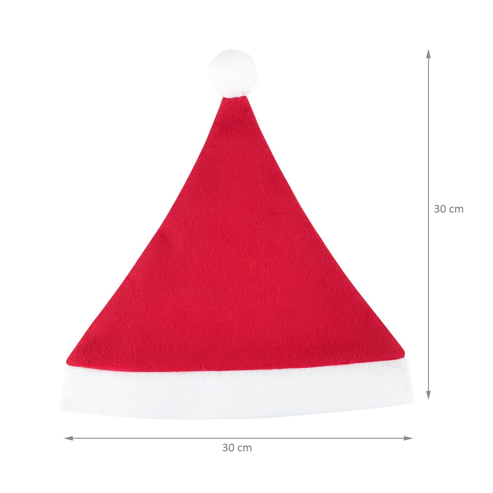 Wellgro Bommelmütze 48 Weihnachtsmützen mit Bommel - 30 x 30 cm (BxH), Einheitsgröße