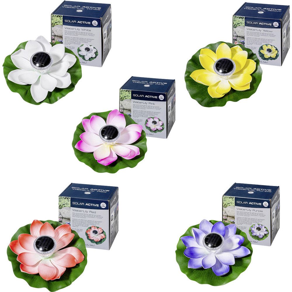 FIAP GmbH Gartenleuchte FIAP 3206-6 SOLAR ACTIVE WaterLily 5er SET Solar-Dekoleuchte 5er Set