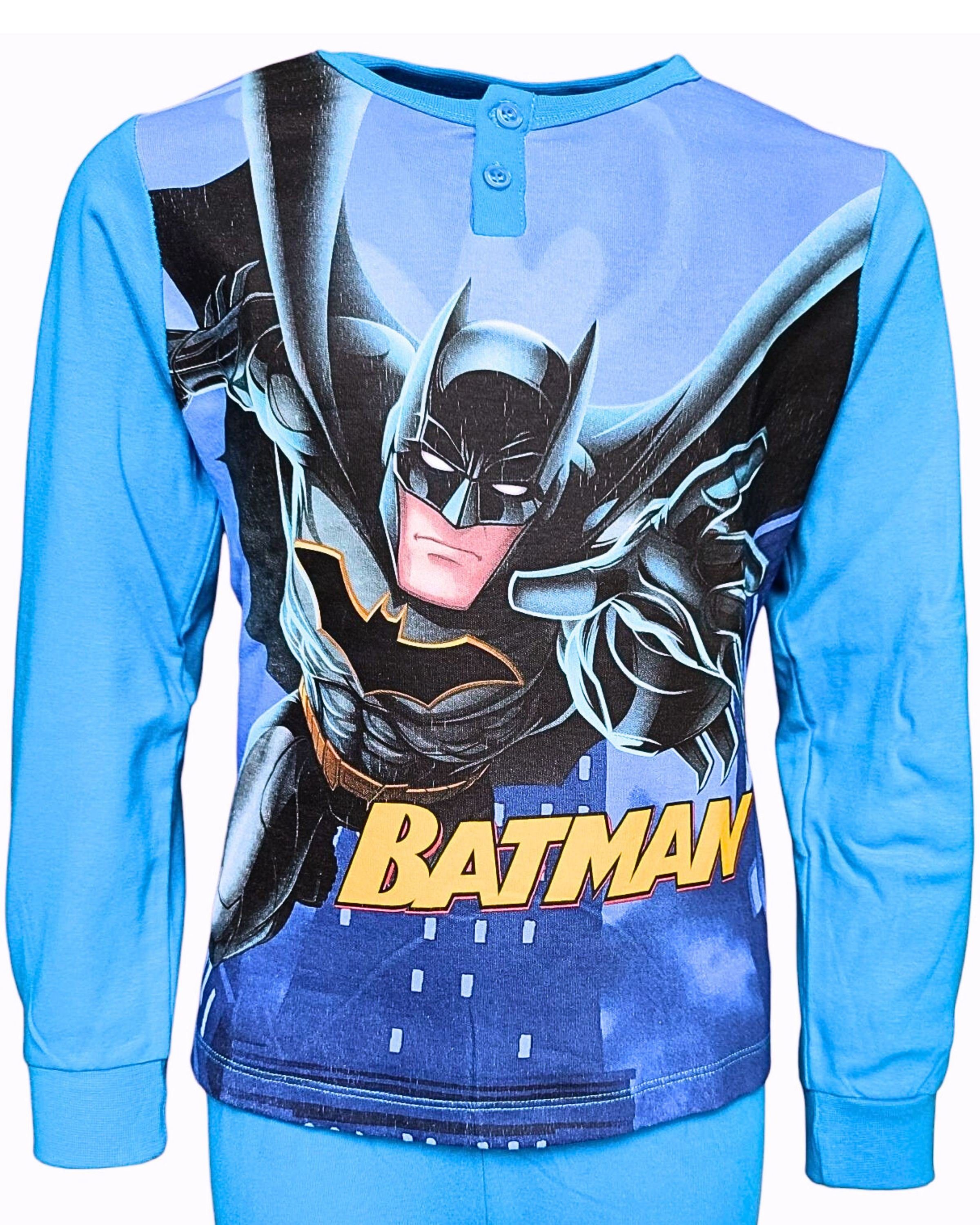 Batman Schlafanzug (2 Jungen tlg) cm Gr. Blau langarm Pyjama 98-128