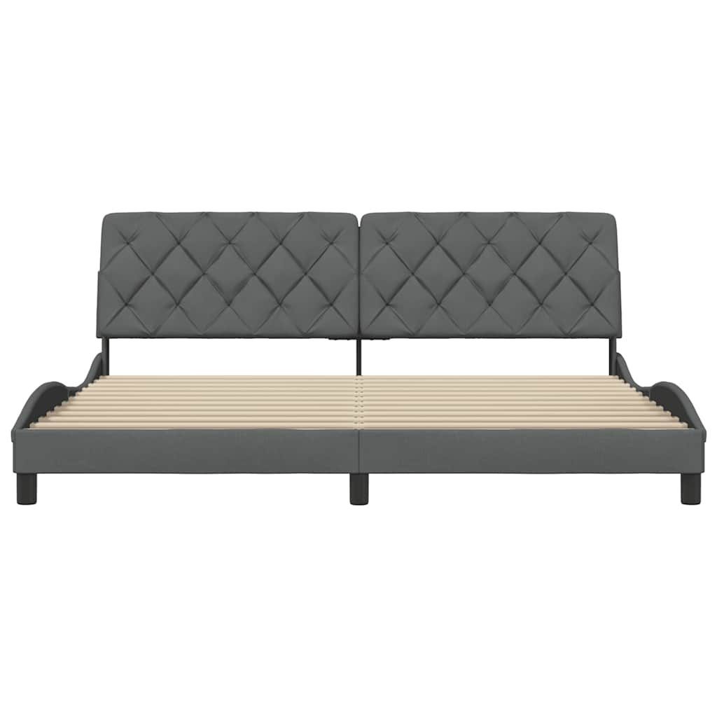 vidaXL Bett Bettgestell ohne Matratze Dunkelgrau 200x200 cm Stoff – Bild 5 von 5