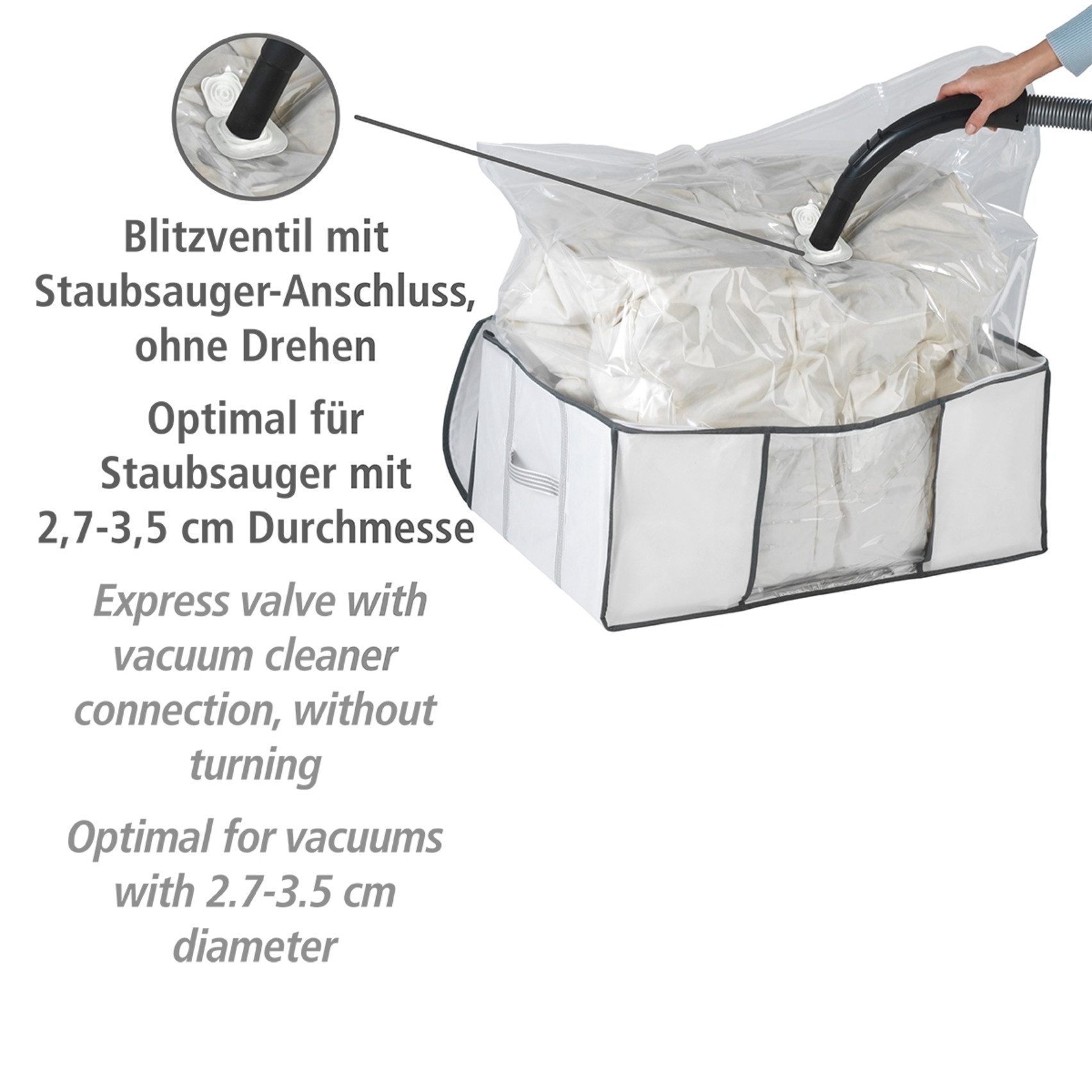 WENKO Unterbettkommode Vakuum Soft Box L, integrierte Vakuum-Tasche & Blitzventil, bis zu 75 % Platzersparnis