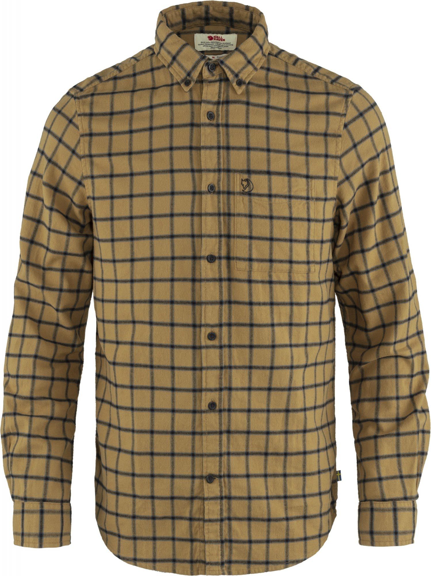 Fjällräven Langarmshirt Fjällräven M Övik Flannel Shirt Herren Buckwheat Brown - Dark Navy