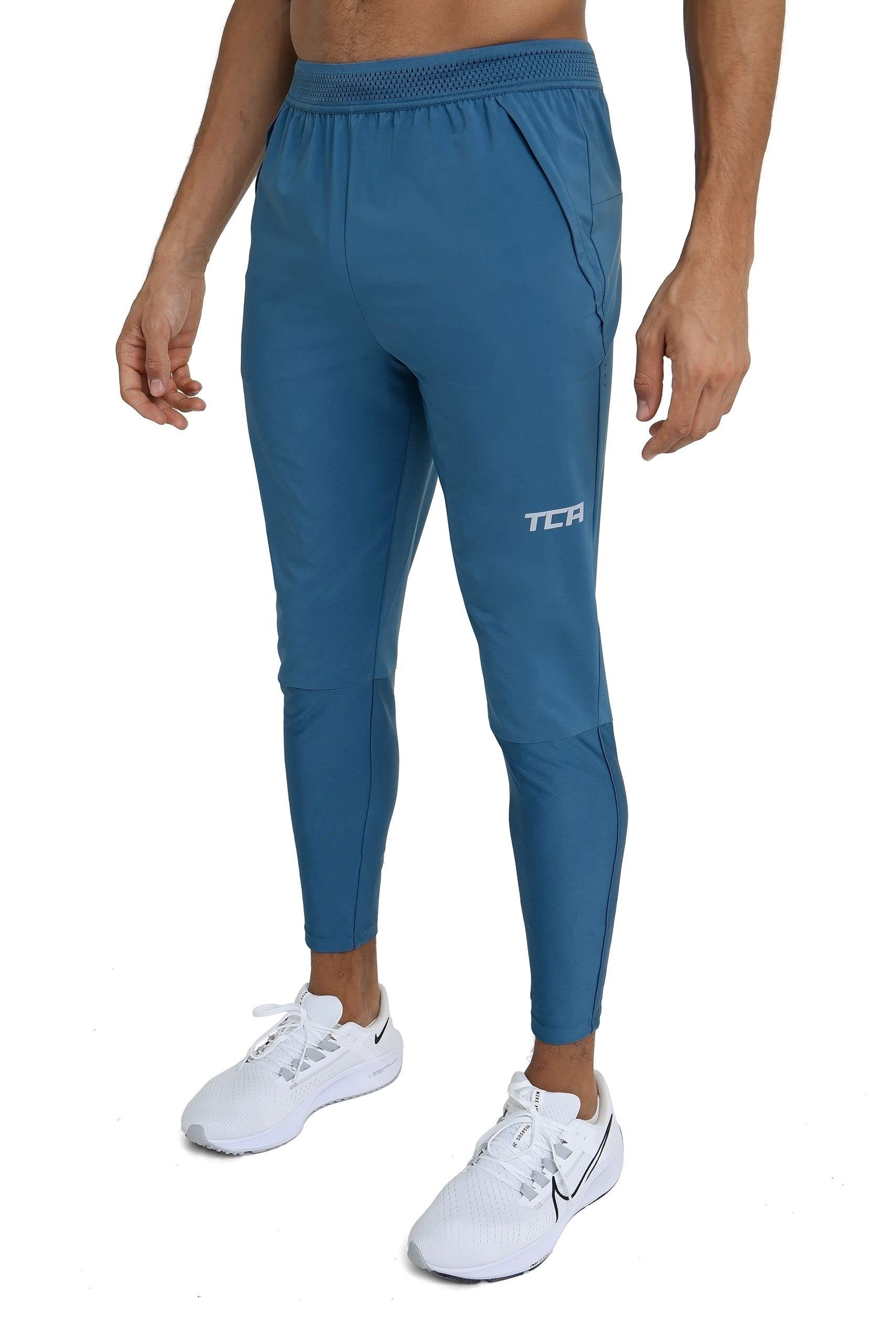 TCA Laufhose TCA Herren Jogginghose mit Reißverschlusstaschen - Blau