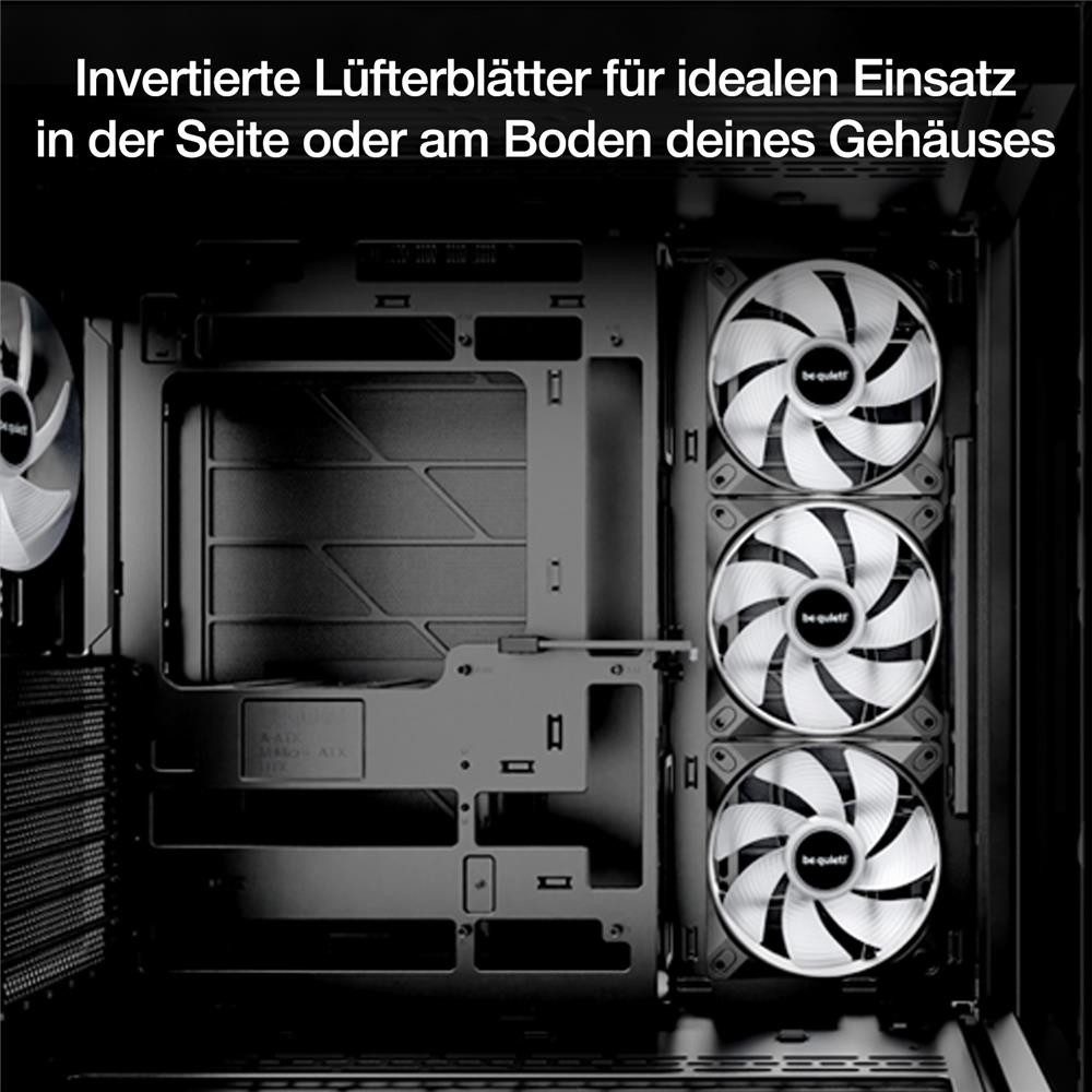 be quiet! Gehäuselüfter Light Wings LX 120mm PWM Reverse Black, 7 optimierte und invertierte Lüfterblätter