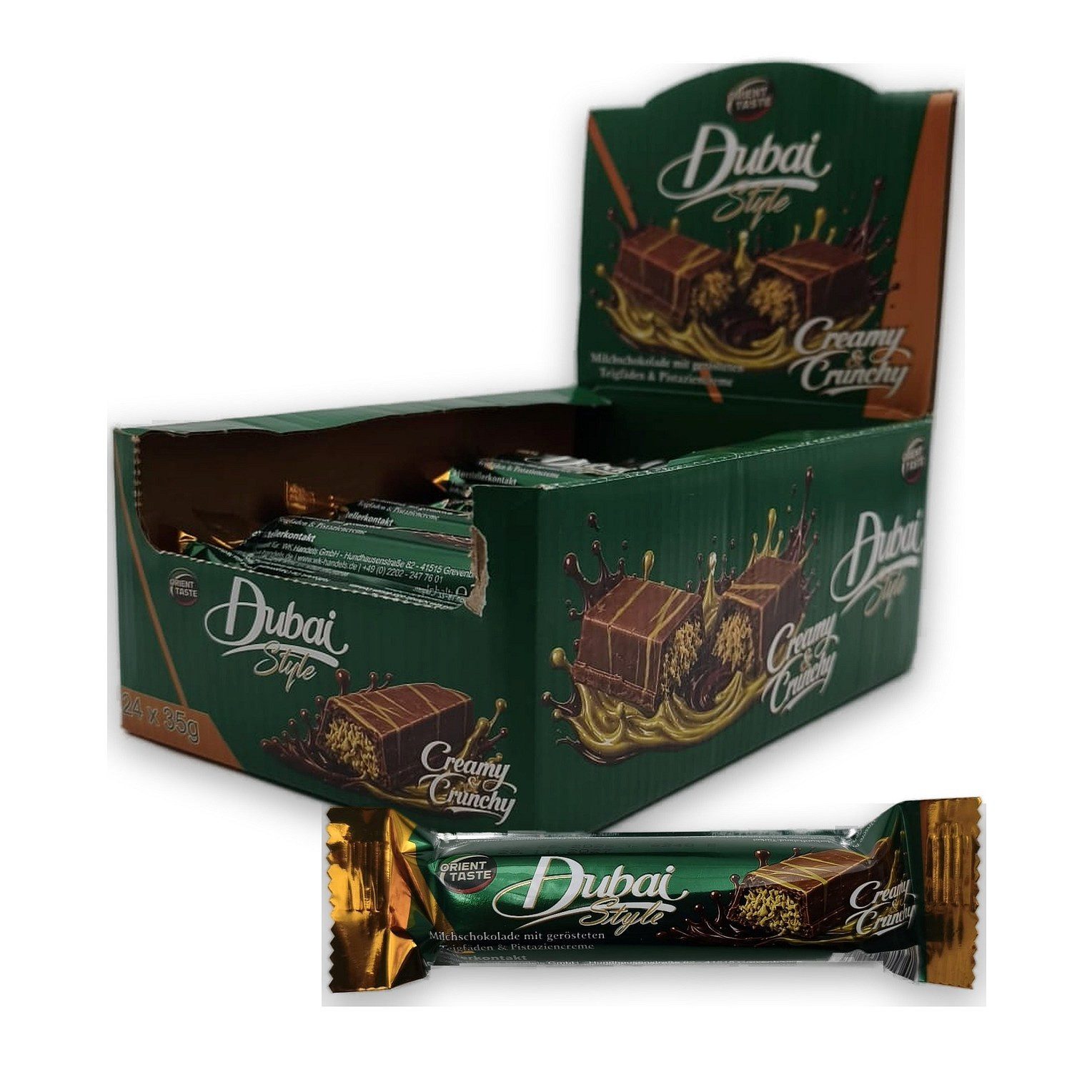 Orient Riegel, 24 x 35 g, Dubai Style Creamy & Crunchy – Display, Schokoriegel mit