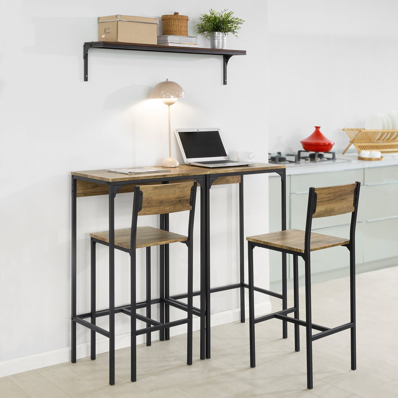 SoBuy Bartisch OGT42, Bartisch Bistrotisch Esstisch 4-teilig Stühlen mit Küchentisch