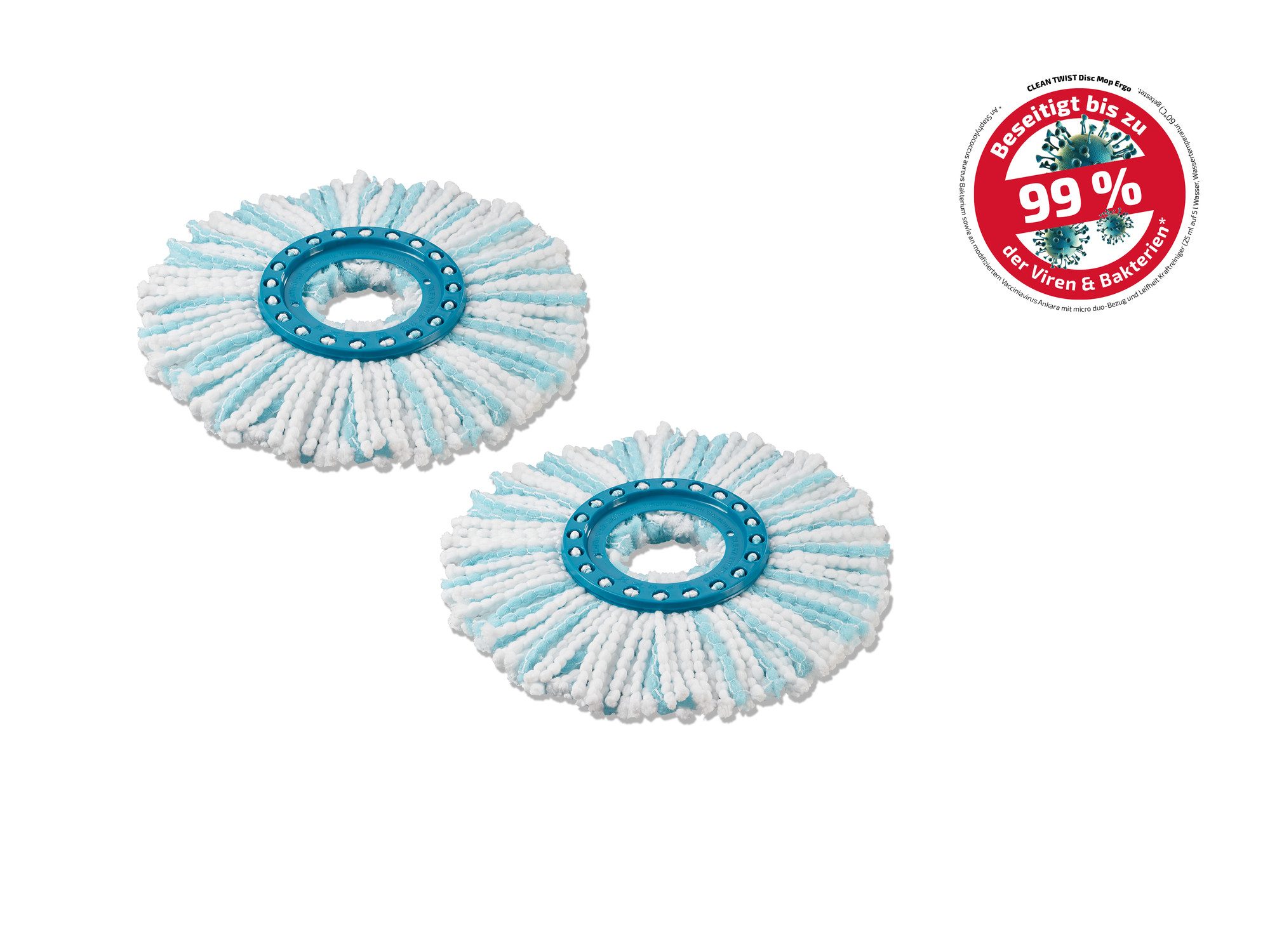 Leifheit 2er Set Ersatzkopf CLEAN TWIST Disc Mop micro duo Wischbezug (Mikrofaser,Kunststoff, 32.0x32.0 cm, 2-tlg., Waschbar bis 60°C, nimmt Schmutz gründlich auf, 2-Faser-System)