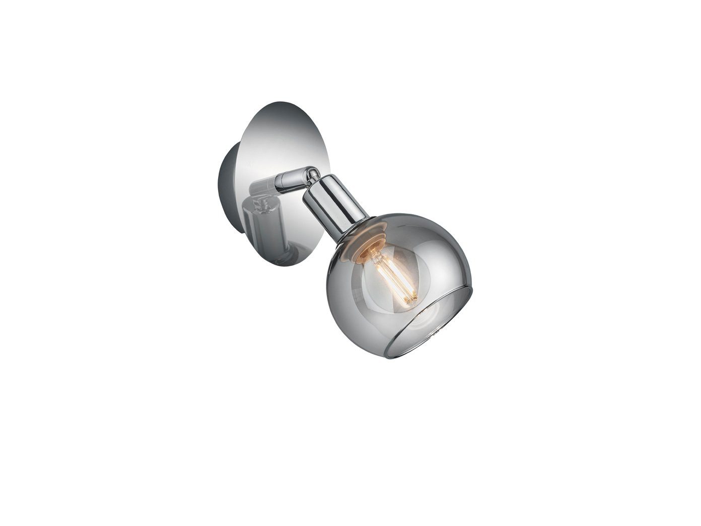 Reality Leuchten LED Wandstrahler, Dimmfunktion, LED wechselbar, Warmweiß, innen, kleine Wandlampe Rauch-glas Lampenschirm, Treppenhaus & Bett