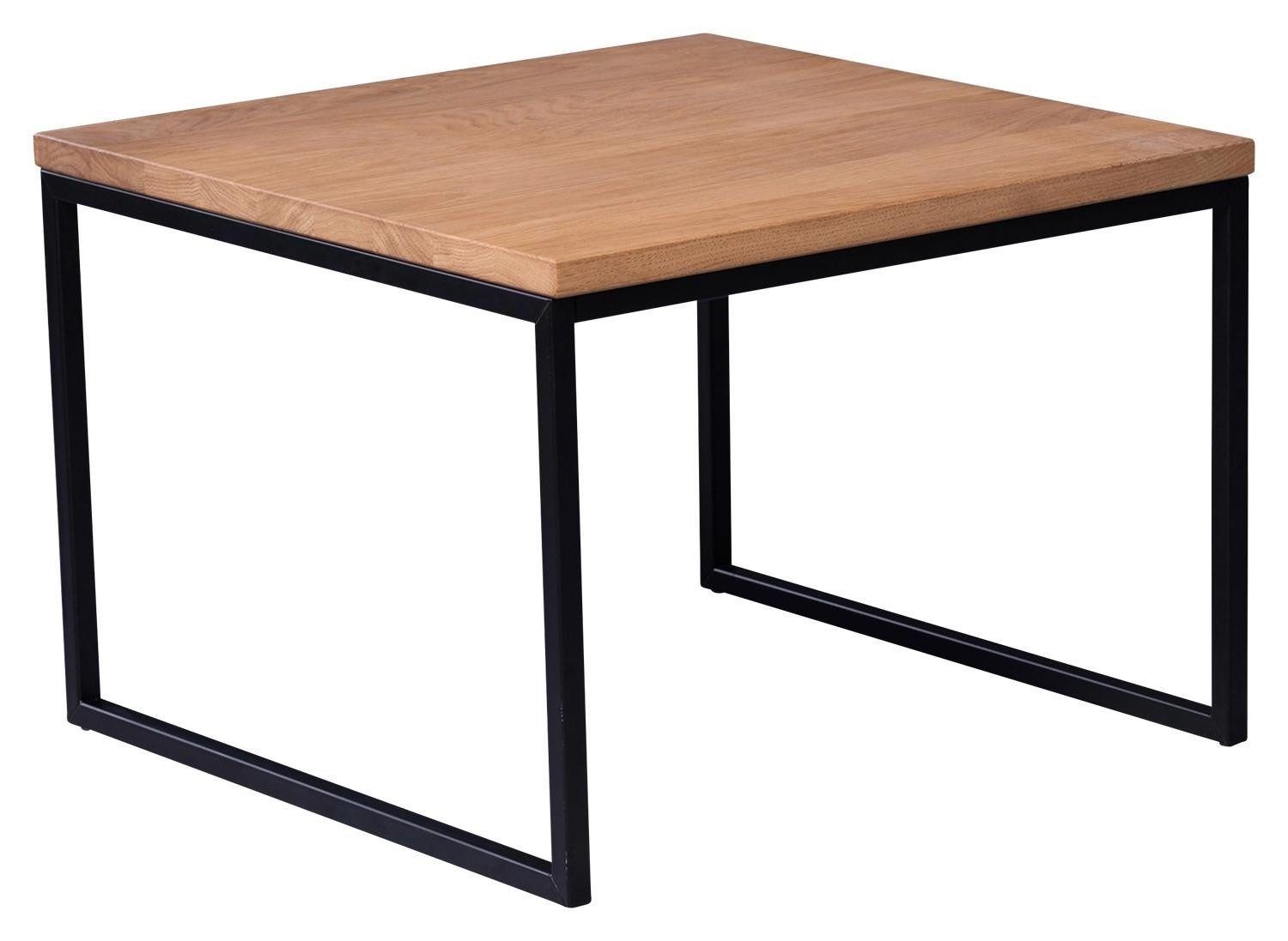 M2 Kollektion Couchtisch DUBLIN, B 60 cm x T 60 cm, Braun, Schwarz, Wildeichenholz massiv geölt, Metallgestell