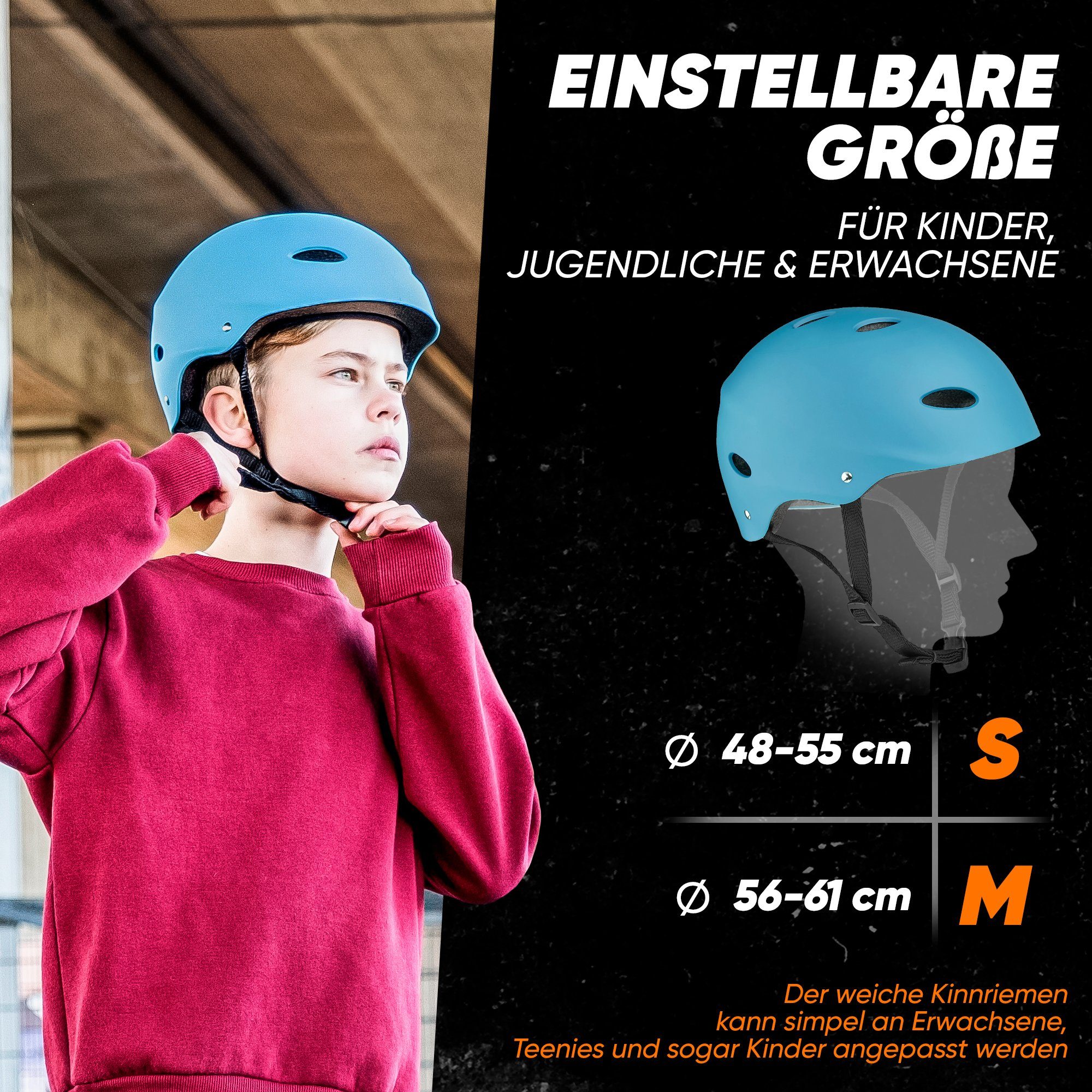 Apollo Kinderhelm Skatehelm für Kinder und Erwachsene - Verstellbarer Skaterhelm, Kinderfahrradhelm für Jungen und Mädchen mit Drehrad-Anpassung