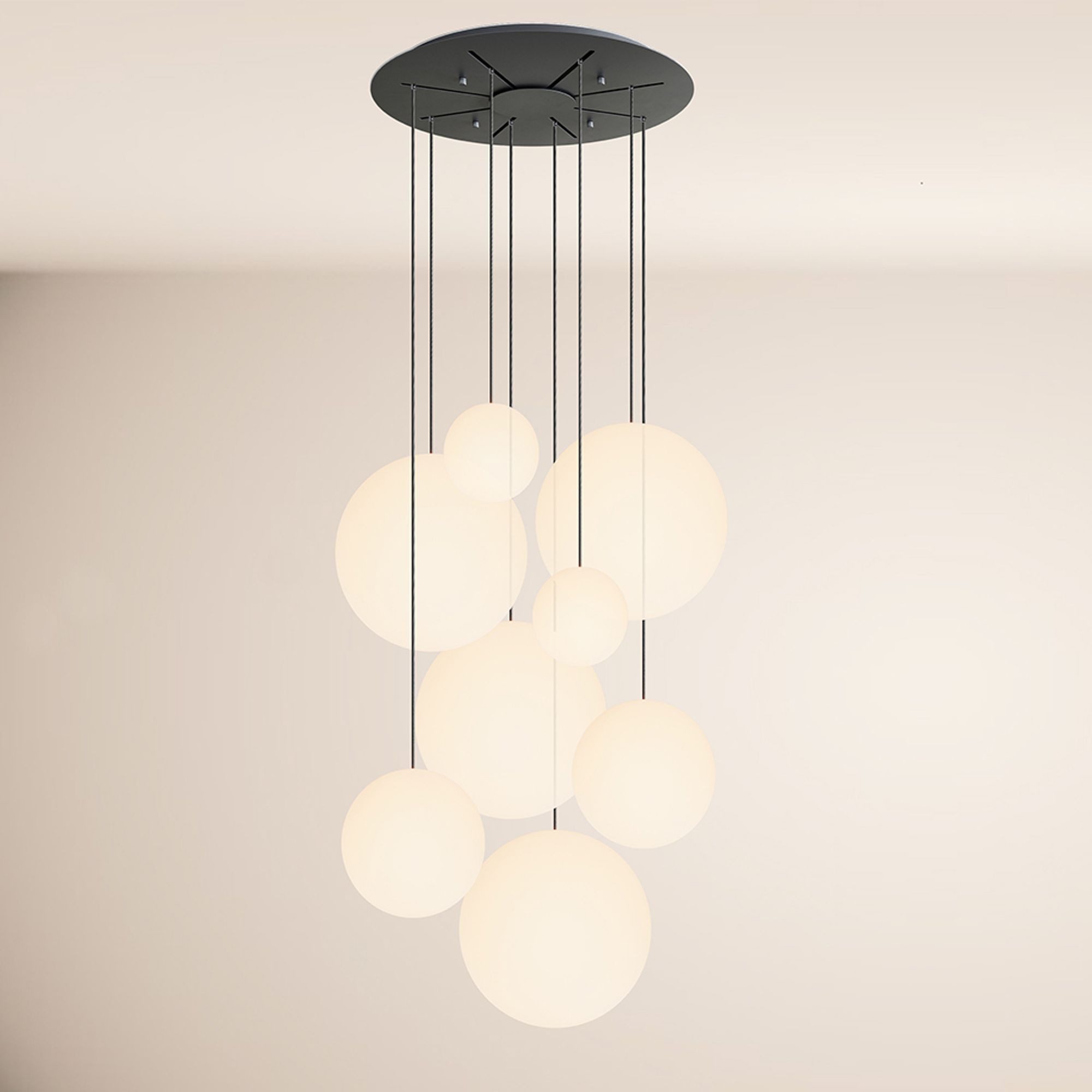 s.luce Pendelleuchte Orb Galerielampe 8-flammig Modular