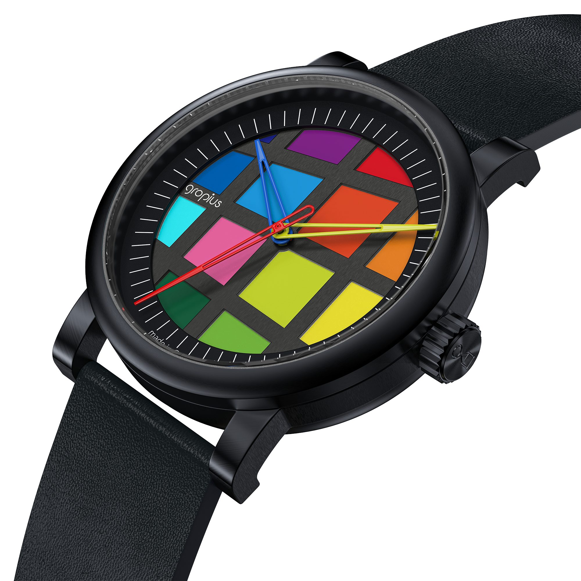 Walter Gropius Automatikuhr Made in Germany, Saphirglas, Atrium Automatik - WGA 801-01, Designeruhr, Lederarmband mit Easy-Release System, Edelstahlgehäuse