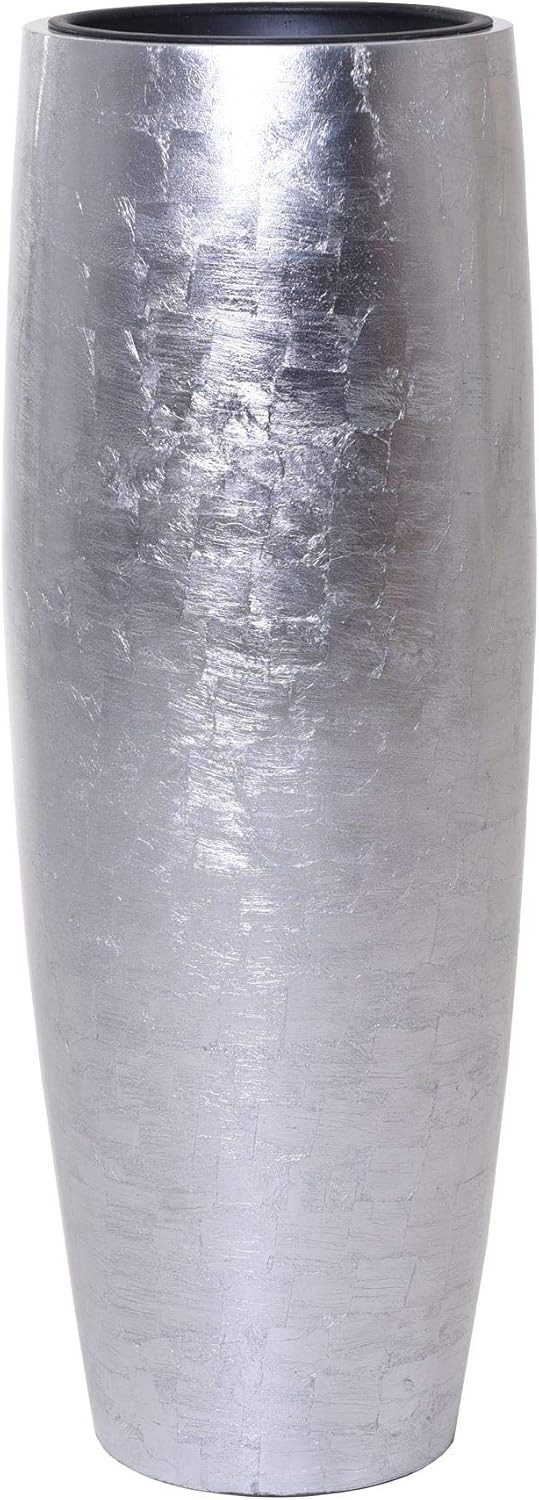 VIVANNO Bodenvase Fiberglas GALA Rund - Silber Blattoptik Hochglanz (1 St), 37x100 cm