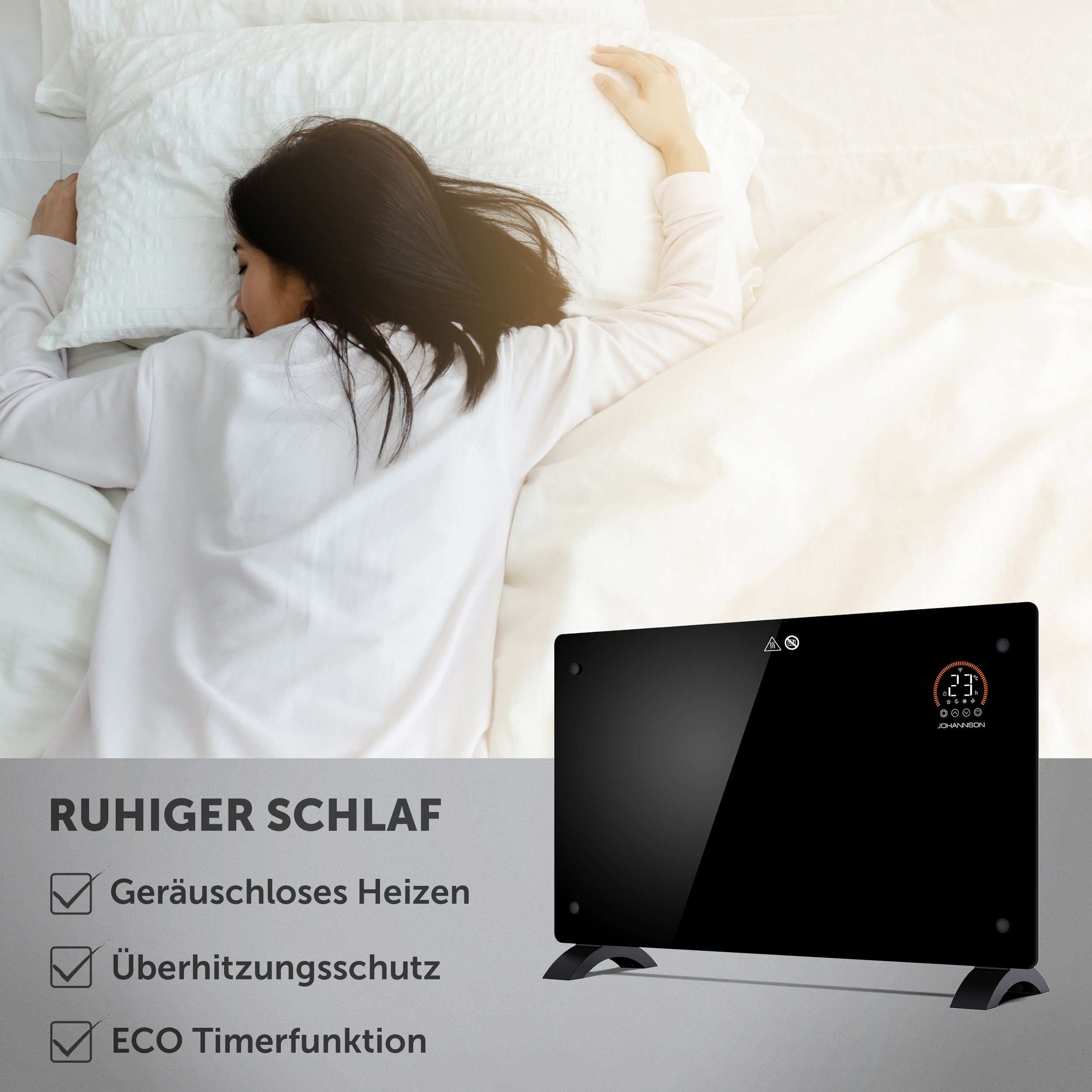 Johannson Konvektor Elektroheizung Aurora 2000W Konvektor Heizung, 2000.00 W, Überhitzungsschutz und Kindersicherung