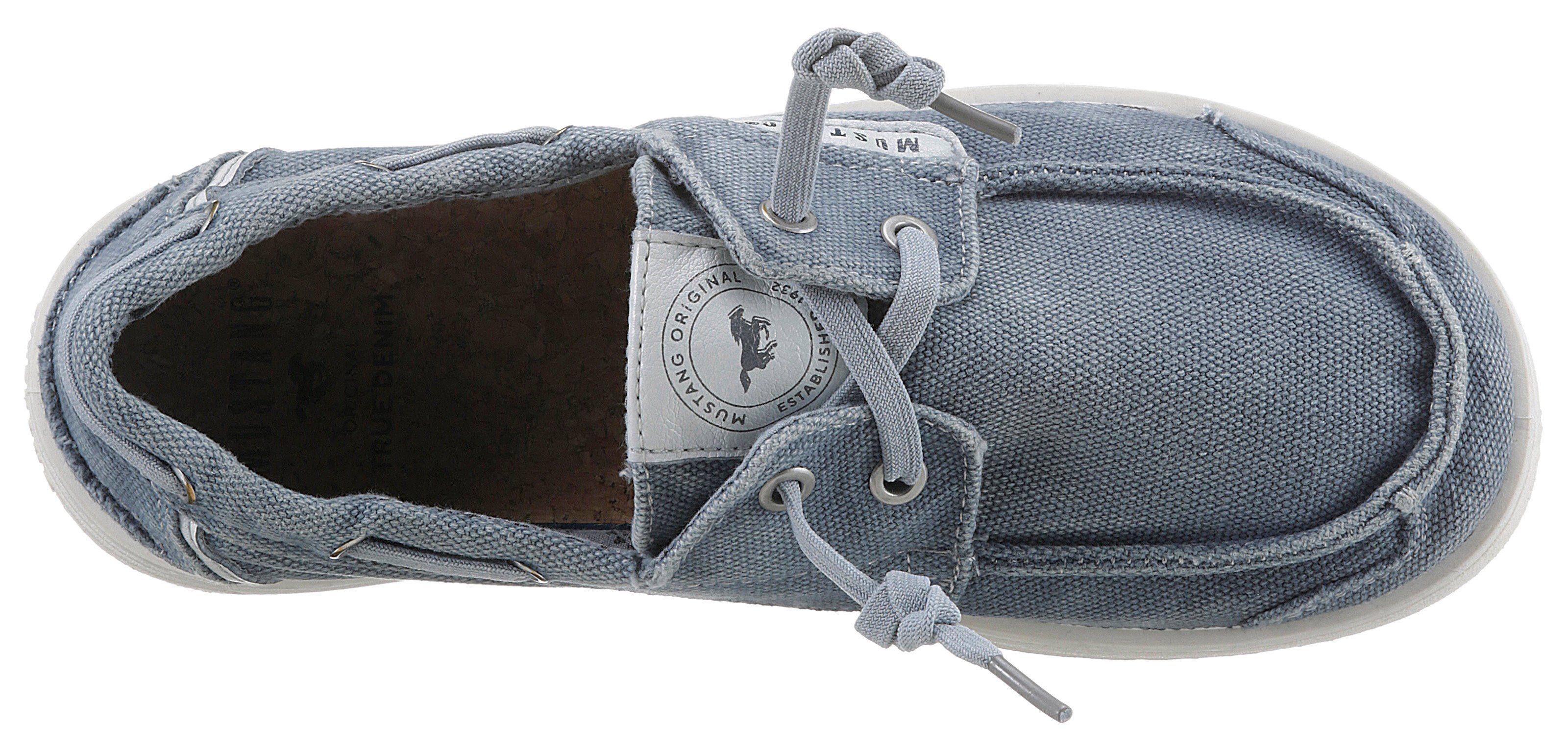 mit Mustang blaugrau Gummizug Schnürung als Slipper Shoes