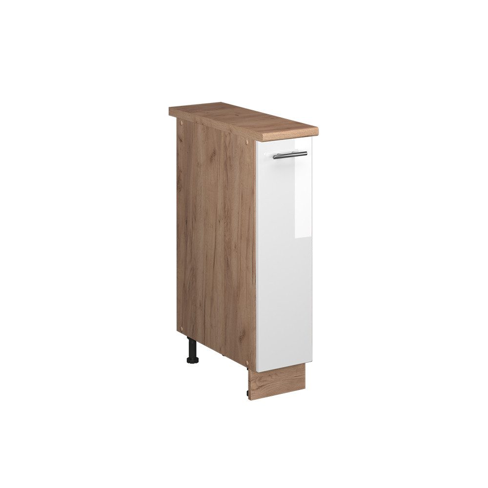 Vicco Apothekerschrank Fame-Line, Weiß Hochglanz/Goldkraft Eiche, 20 cm, AP Eiche (1-St)