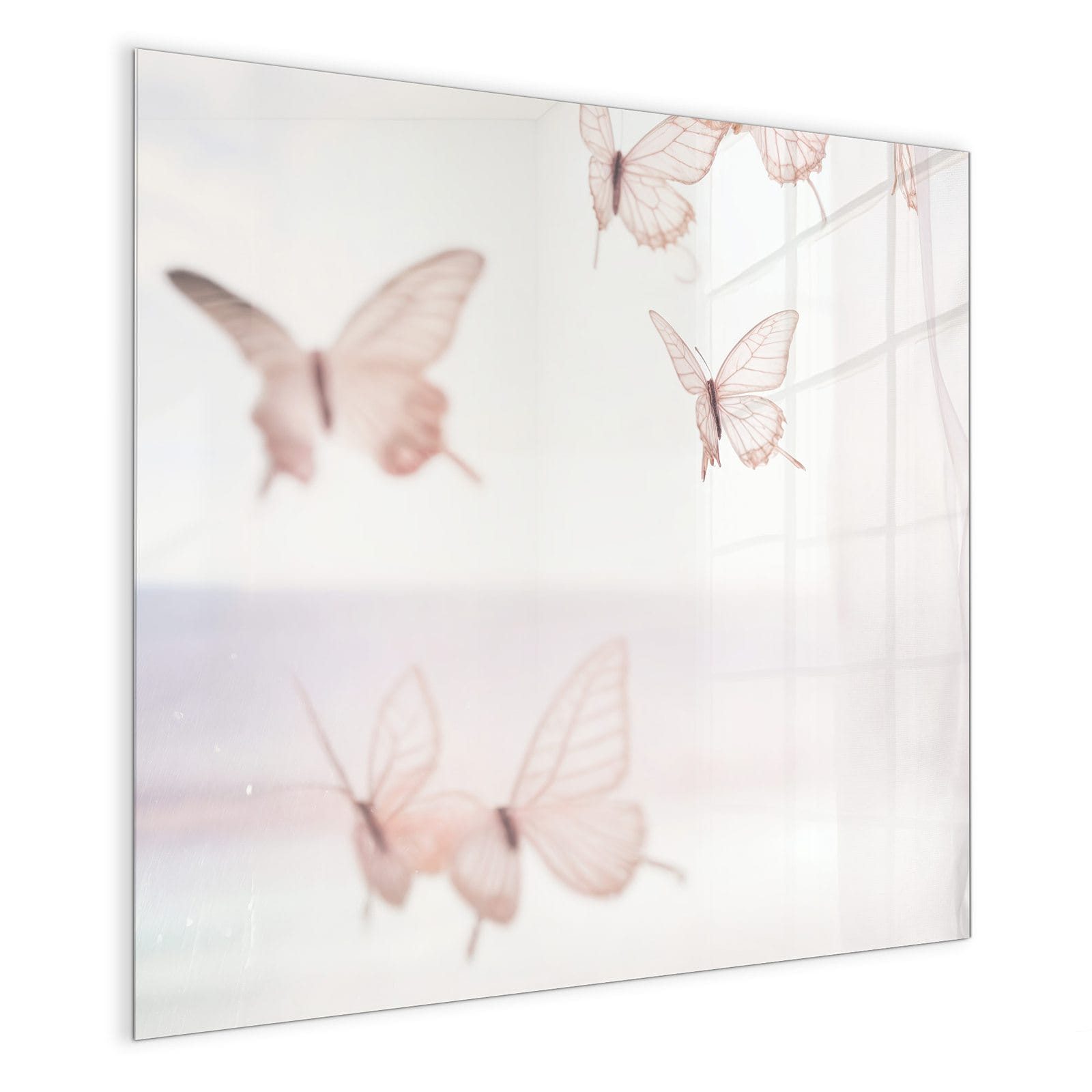 Primedeco Magnettafel Glas Schmetterlinge Vorhangsins Pinnwand Whiteboard beschreibbar, (Inklusive Stift, Magnete und Montagematerial, 1-tlg., 9 verschiedene Größen), Magnetisch und Beschreibbar