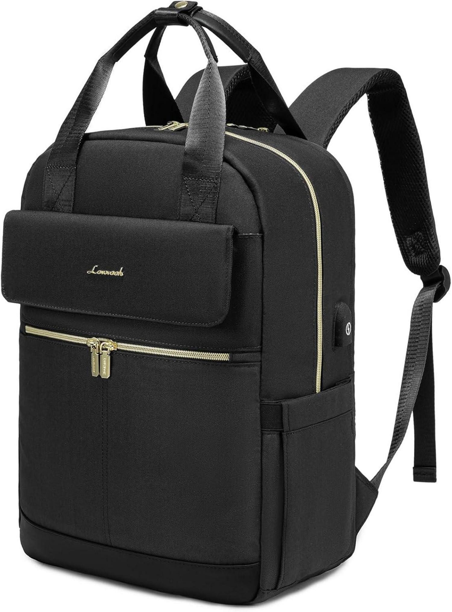 Laptoprucksack Laptop Rucksack Damen 15,6 Zoll Wasserdicht Schwarz