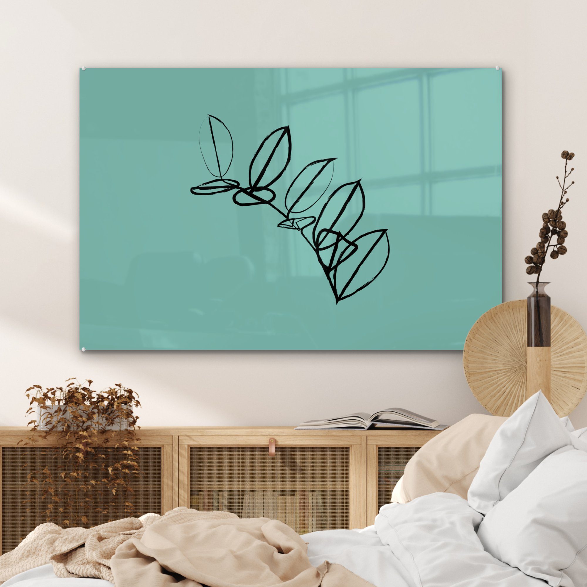 St), Pflanze Schlafzimmer - Linienkunst Acrylglasbild Acrylglasbilder - MuchoWow (1 Wohnzimmer & Minimalismus,