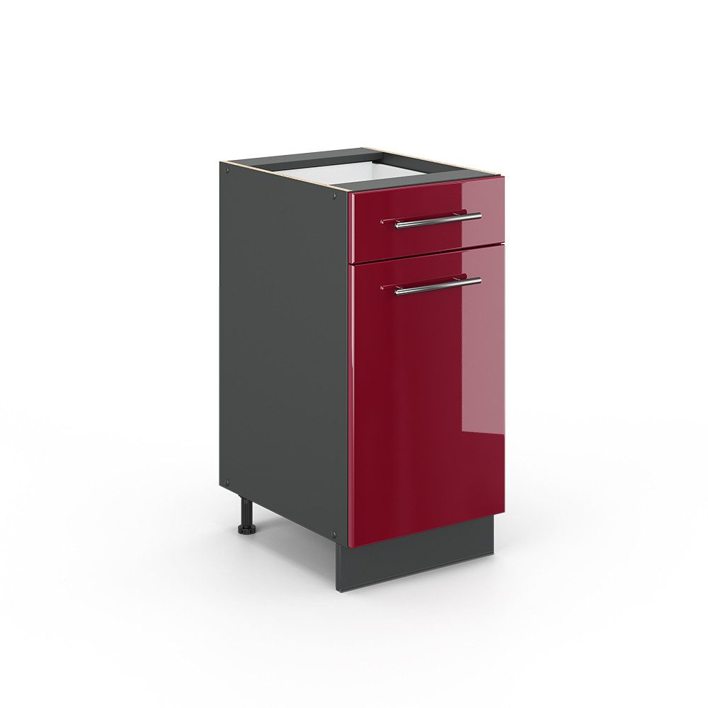 Vicco Unterschrank Fame-Line, Bordeaux Hochglanz/Anthrazit, 40 cm ohne Arbeitsplatte