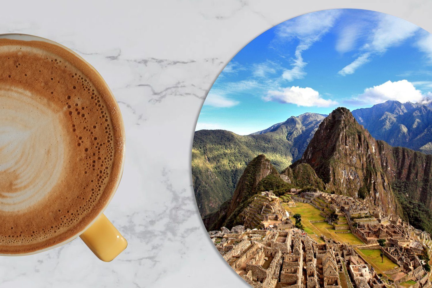 - - Tassenuntersetzer, Glasuntersetzer Peru Machu 6-tlg., Getränkeuntersetzer, Tasse, Berg, MuchoWow für Picchu Korkuntersetzer, Gläser, Becher Zubehör