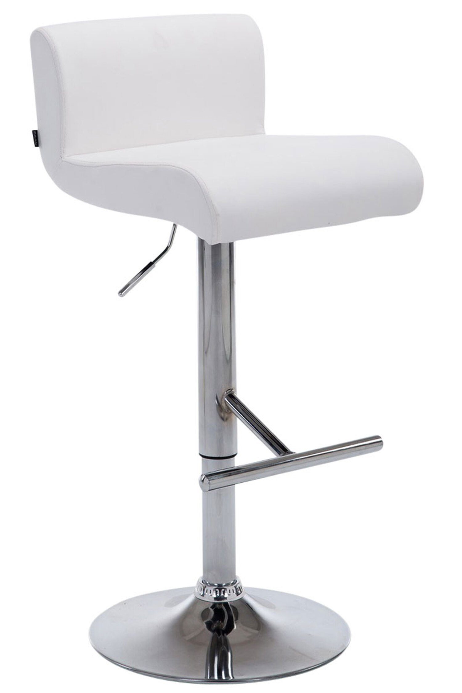 TPFLiving Barhocker Calif (Barstuhl höhenverstellbar - Hocker für Theke & Küche - Tresenhocker), 360° drehbar - chromfarbener Stahl - Sitzfläche: Kunstleder Weiß