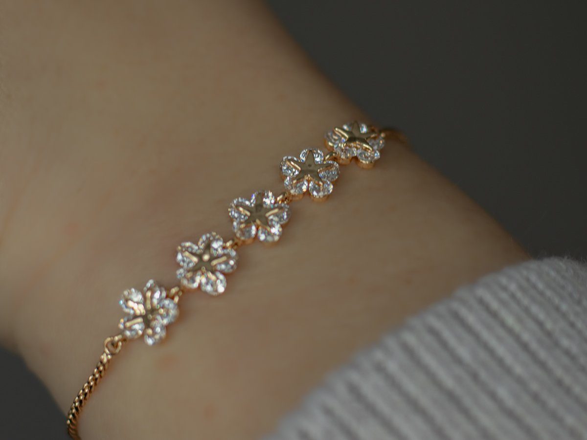 Brautkrone Armkette Armband Blüten Schmuck Geschenk Weihnachten Geburtstag (1-tlg., 1-teilig), Charme-Armband gold
