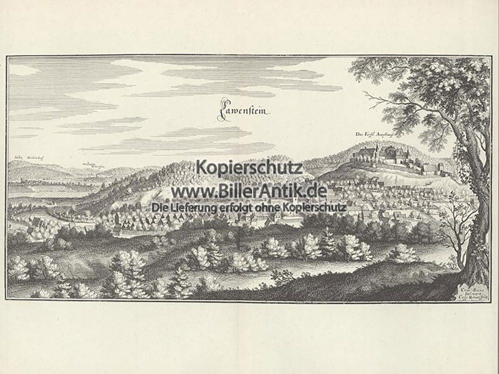 Kunstdruck Lauenstein Amtshaus Weserbergland Burg Spiegelberg Kupferstich Merian