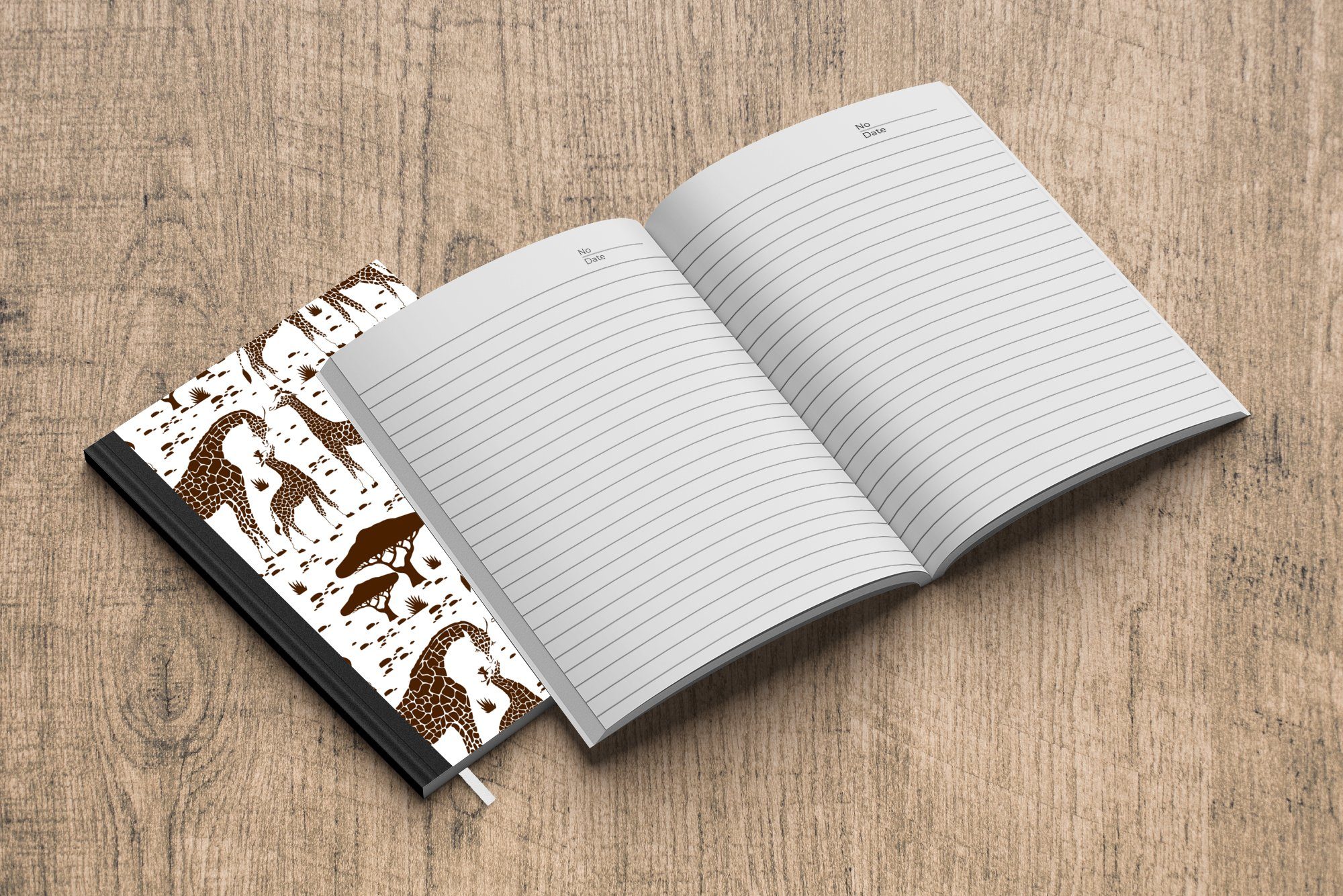 MuchoWow Notizbuch - - Giraffe Seiten, Muster A5, Tagebuch, 98 Haushaltsbuch Baum, Notizheft, Journal, Merkzettel