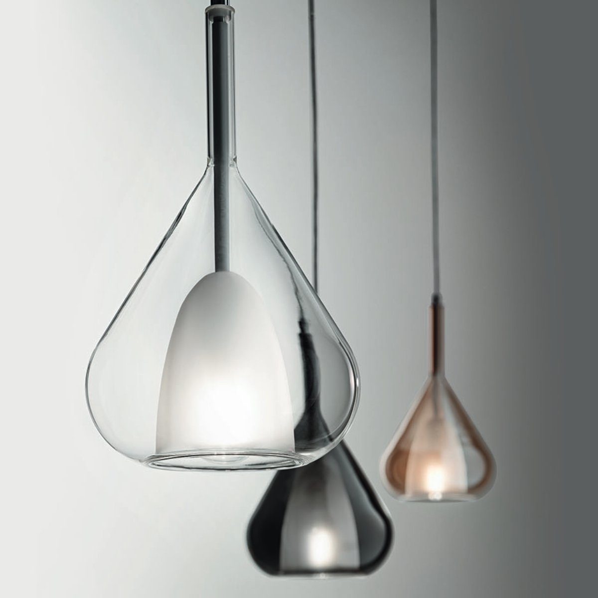 FABAS LUCE Pendelleuchte Lila 1-flammig, ohne Leuchtmittel, LED-Retrofit, Glasschirm in Grau, Bernstein oder Transparent