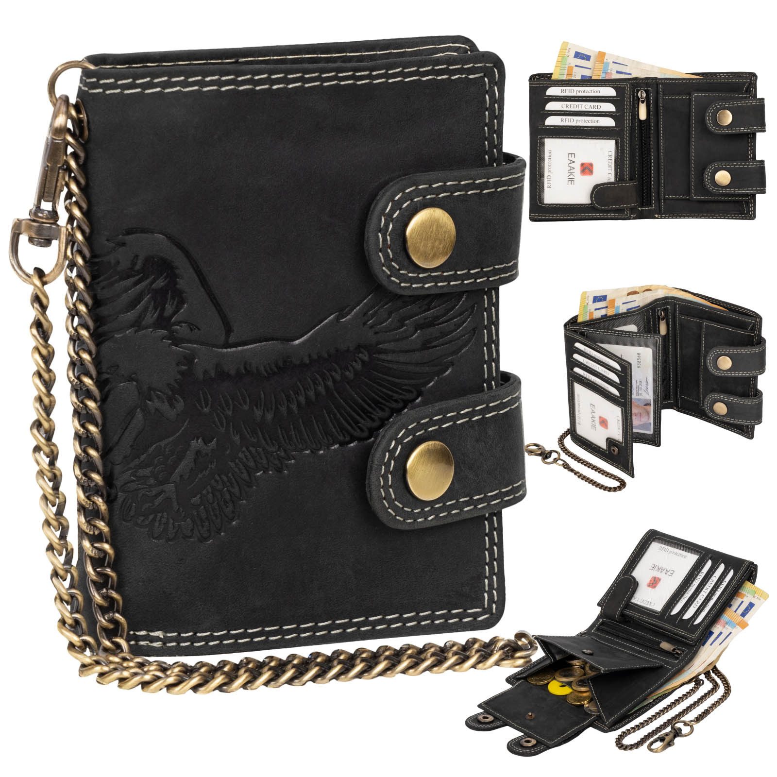 EAAKIE Geldbörse Leder Geldbörse Herren RFID Portemonnaie Echtleder Geldbör günstig online kaufen