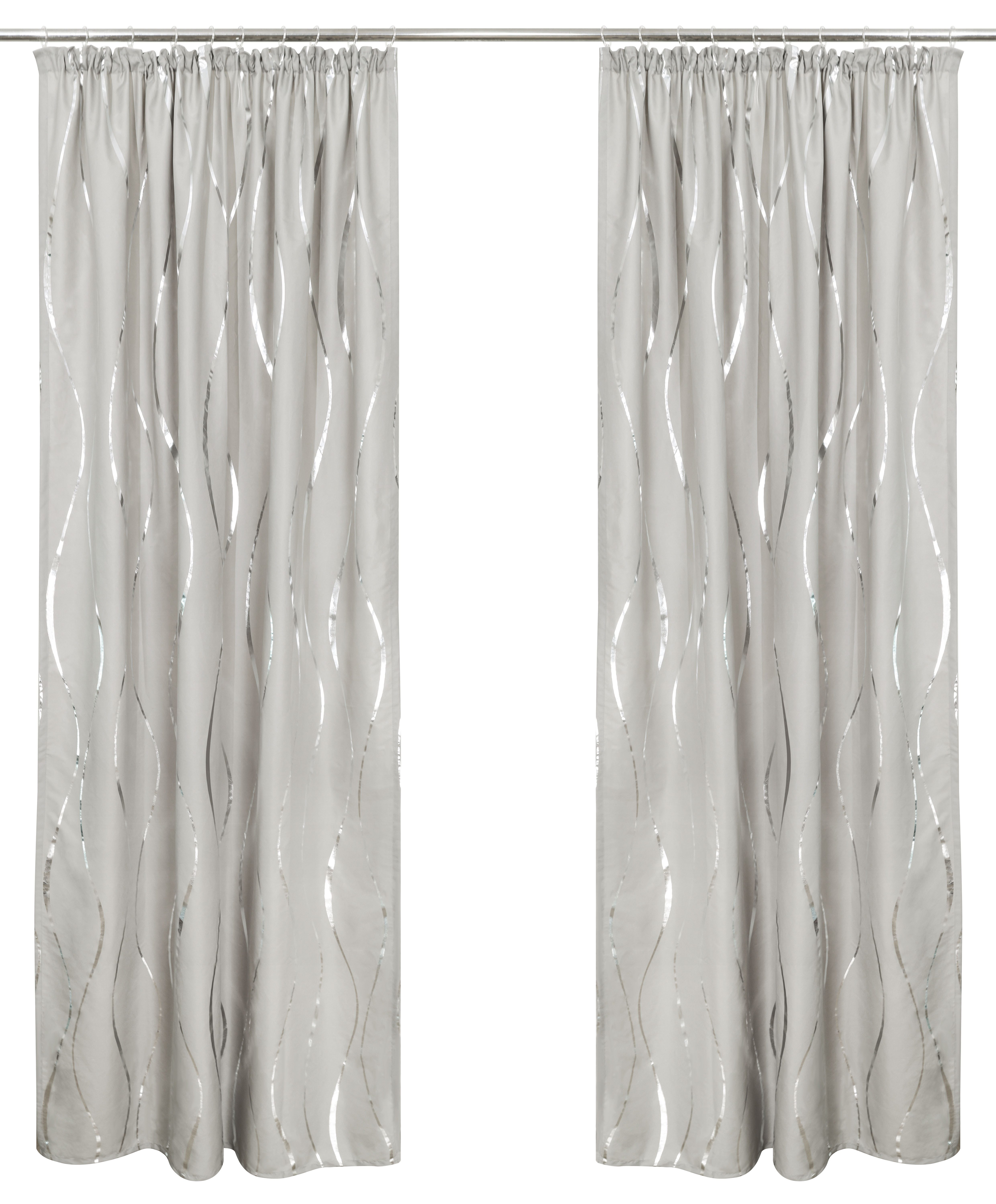OTTO home Gardine Quinnton (2 St), Kräuselband, halbtransparent, Metallic‑Akzenten, Kräuselband, schöner Stoff, mittelleicht – Bild 3 von 5