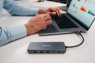 Verbatim Laptop-Dockingstation, USB-C Pro 14 in 1 Multiport-Hub, HDMI, VGA, RJ45, USB-C, USB-A, SD, Micro SD, Audio, USB-C PD