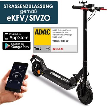 velix E-Scooter E-Kick 20, V. 2021, 20 km/h, (mit Schutzblechen), bis zu 40 km Reichweite