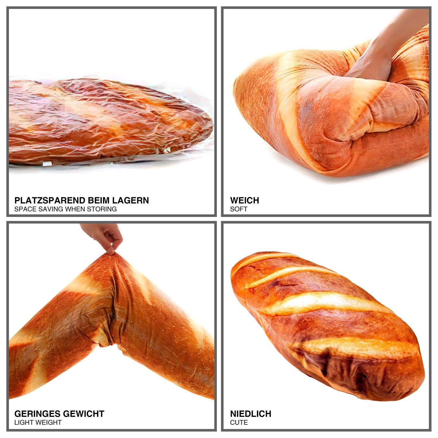 Feluna Sofakissen Baguette-Kissen Brotkissen, Stoffkissen in Brotform Zierkissen