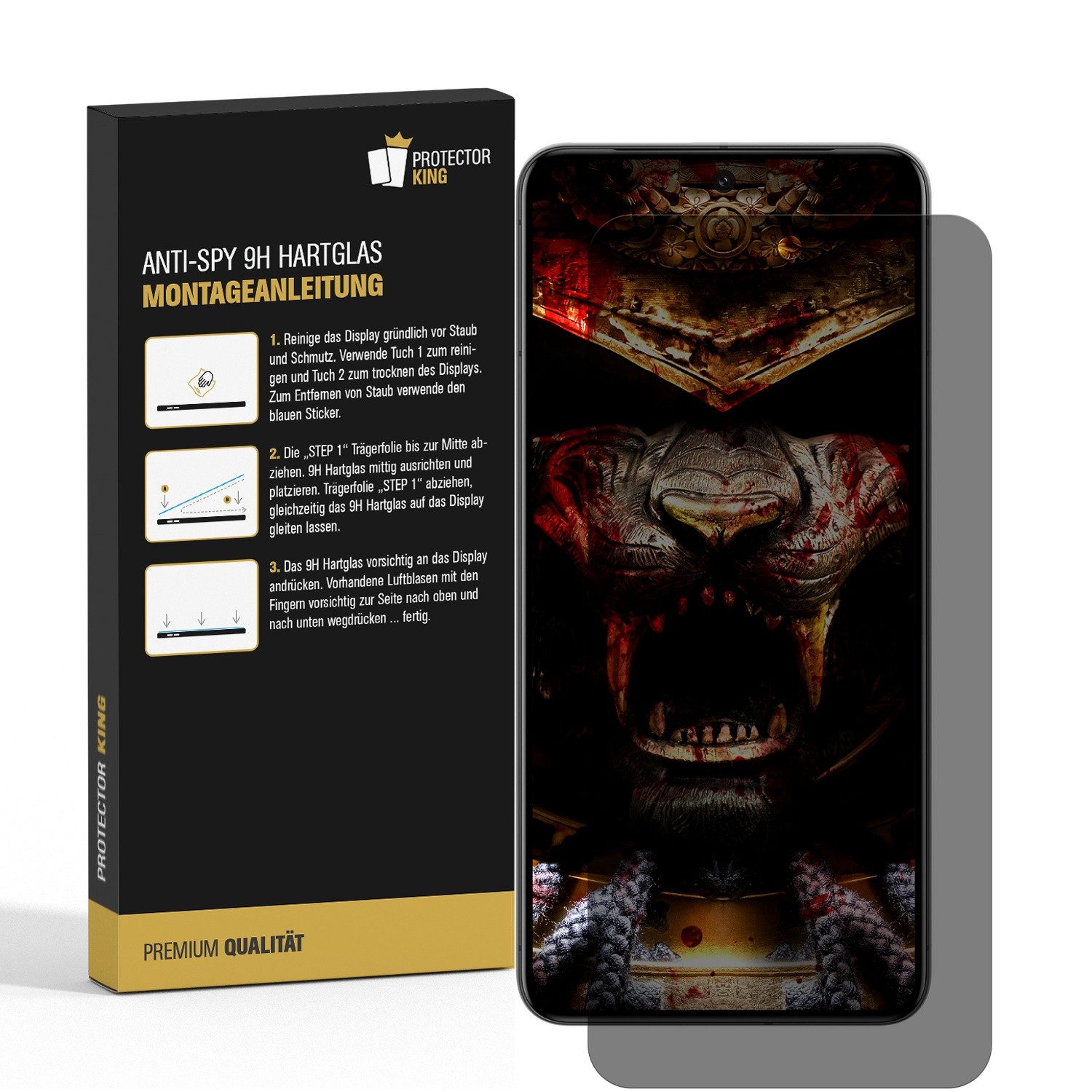 Protectorking Displayschutzfolie Blickschutz 9H Panzerglas Anti-Spy Sichtschutz Screen-Protector für Xiaomi 14T Pro, 1 Stück, Displayschutz, gegen Stöße, Kratze – Bild 2 von 4