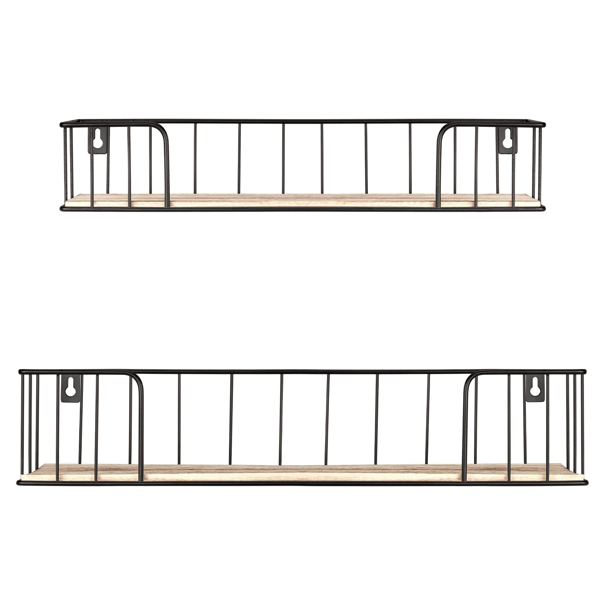 hängend Wandregal - Holz, 2er und Navaris Wandregal Metall Set 2-tlg. Wandablagen -