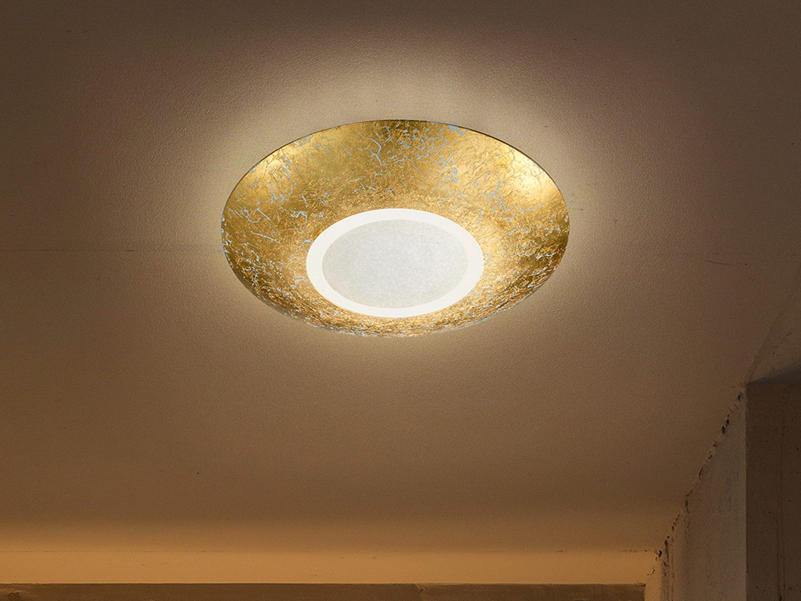 TRIO Leuchten LED Deckenleuchte, LED fest integriert, Warmweiß, Goldene Lam günstig online kaufen