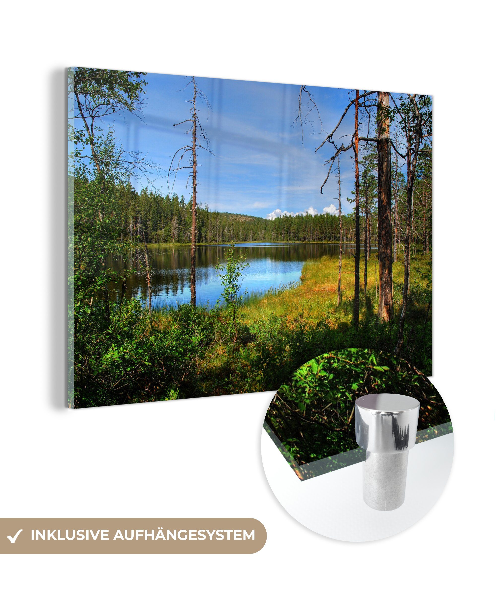 MuchoWow Acrylglasbild Spiegelung der Wälder in einem ruhigen See im Skulesogen-Nationalpark, (1 St), Acrylglasbilder Wohnzimmer & Schlafzimmer