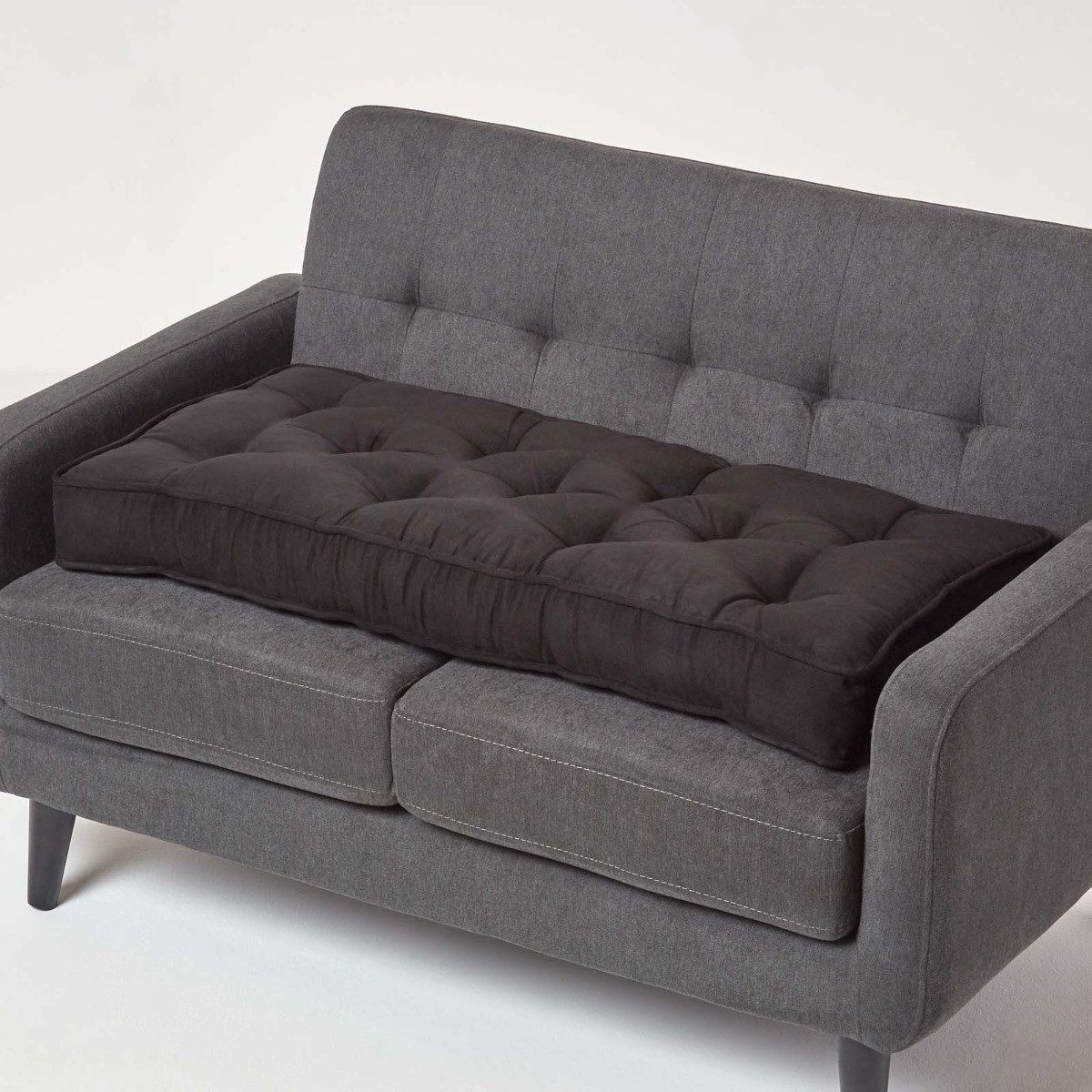 Homescapes Sitzkissen Sofa-Auflage 100 x 48 cm mit Veloursbezug – dickes Sitzkissen schwarz