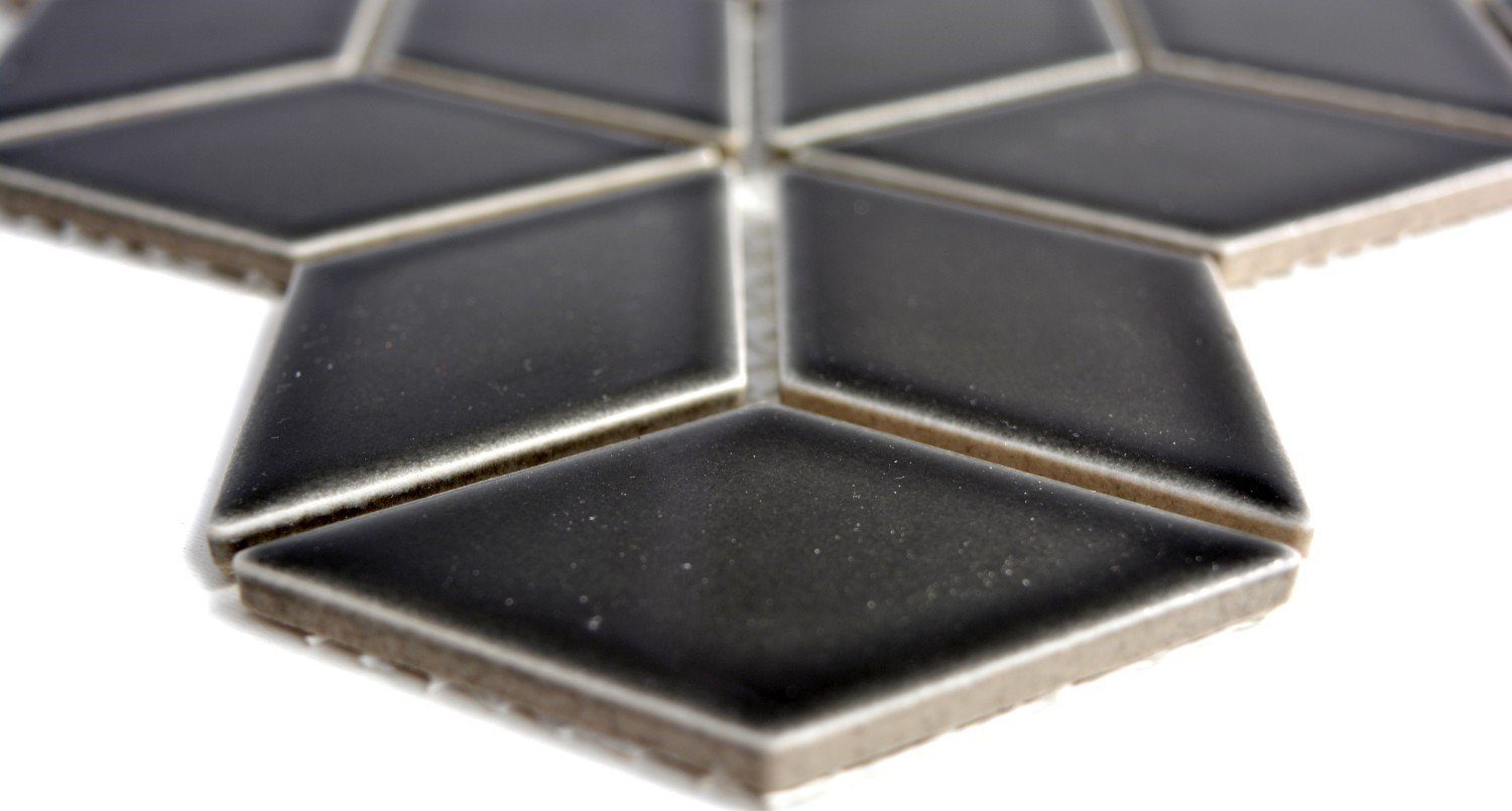 Diamant schwarz Mosaikfliesen glänzend / Matten 10 Mosaikfliesen Keramikmosaik Mosani