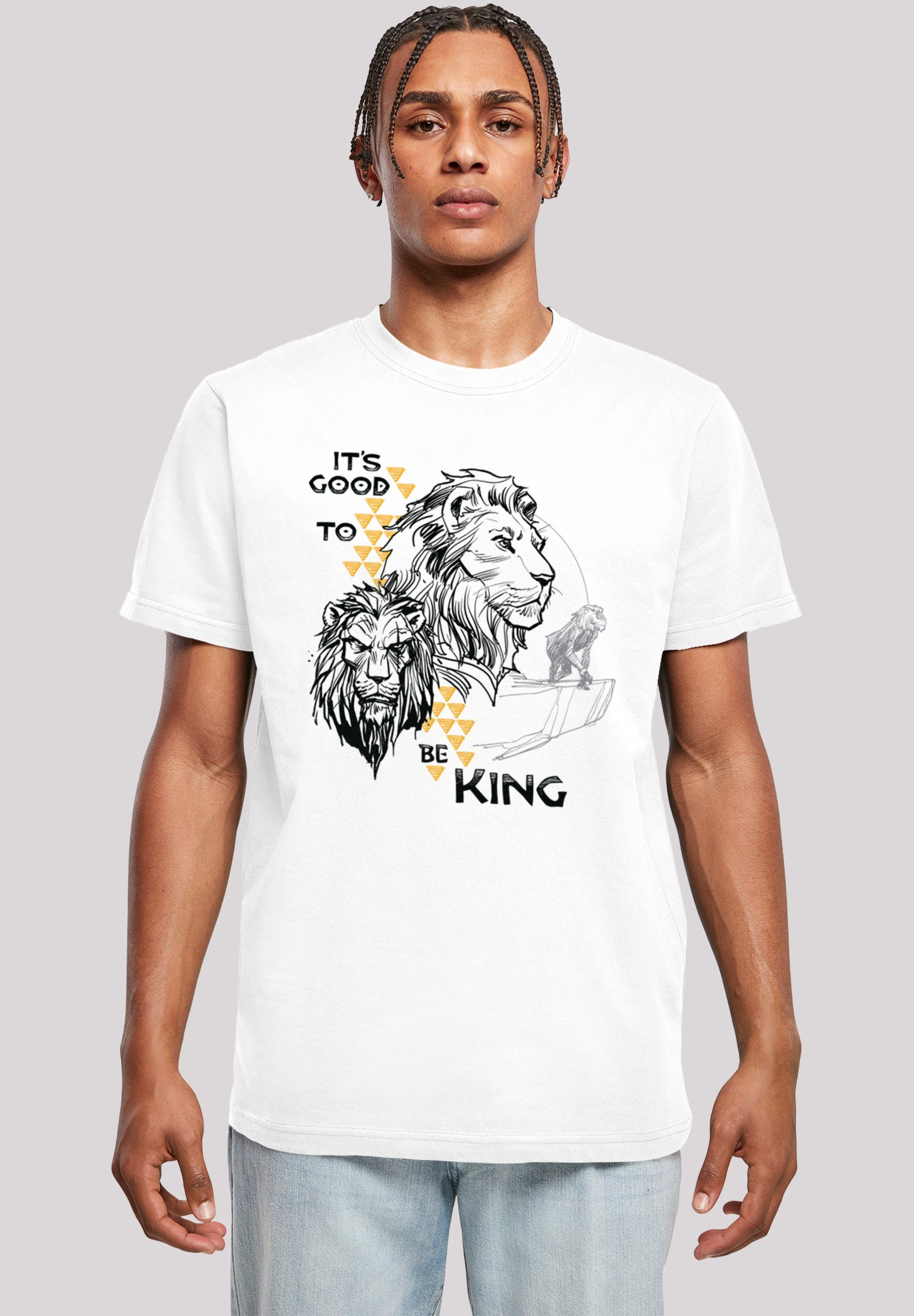 Movie Print, Löwen Doppelnähte King Good Rippbündchen F4NT4STIC Disney Saum der am Hals am T-Shirt und It\'s König Be To