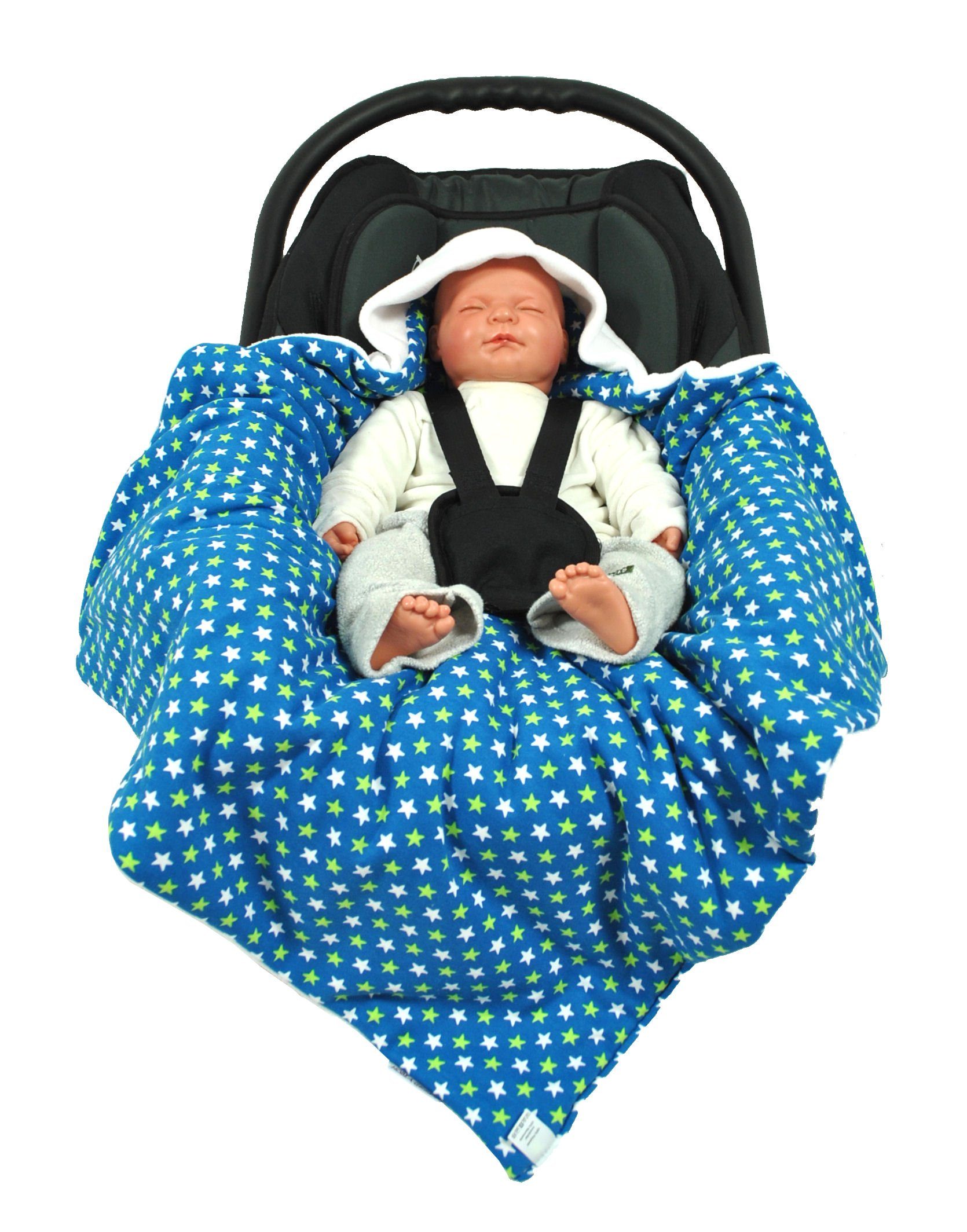 Einschlagdecke Fußsack für Babyschale Babyschale HOBEA-Germany, weiß/Sterne geeignet Winter, Babyschalenfußsack Punkt die für 3