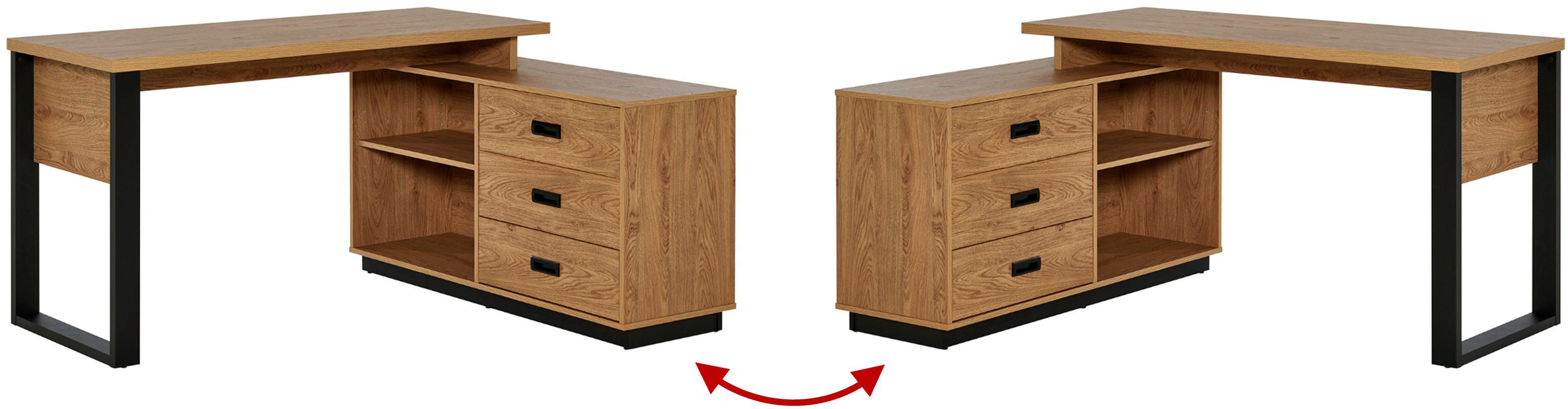 Jahnke Eckschreibtisch RIVA C 150 E (1-St), wechselseitig montierbar, Stauraum & Kabeldurchführung, Breite 150 cm