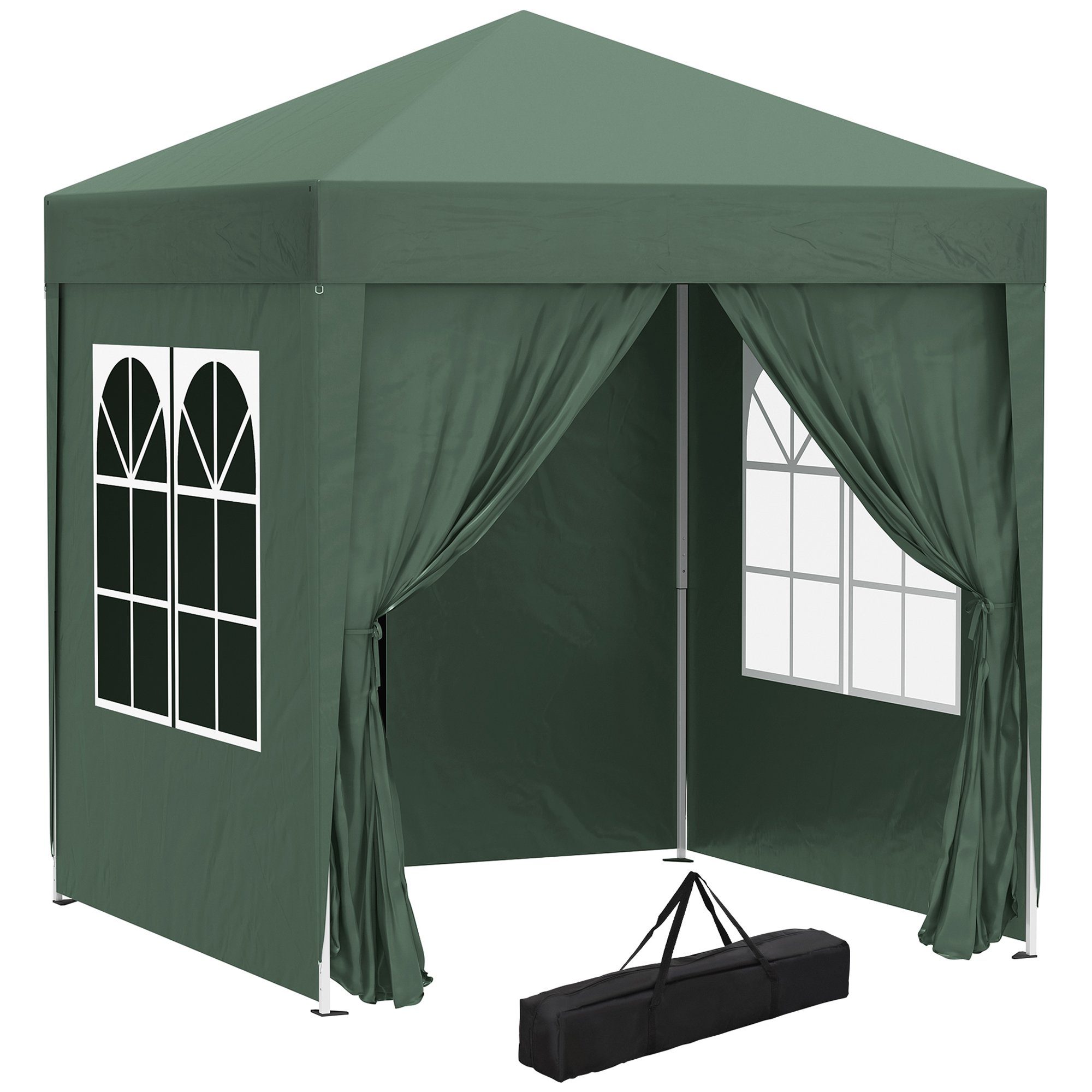 Outsunny Faltpavillon 2 x 2m Pavillon mit 4 Seitenwänden, Fenster, Festzelt mit UV-Schutz, mit 4 Seitenteilen, (Gartenzelt, Festzelt), BxT: 200x200 cm, Gartenzelt mit UV-Schutz